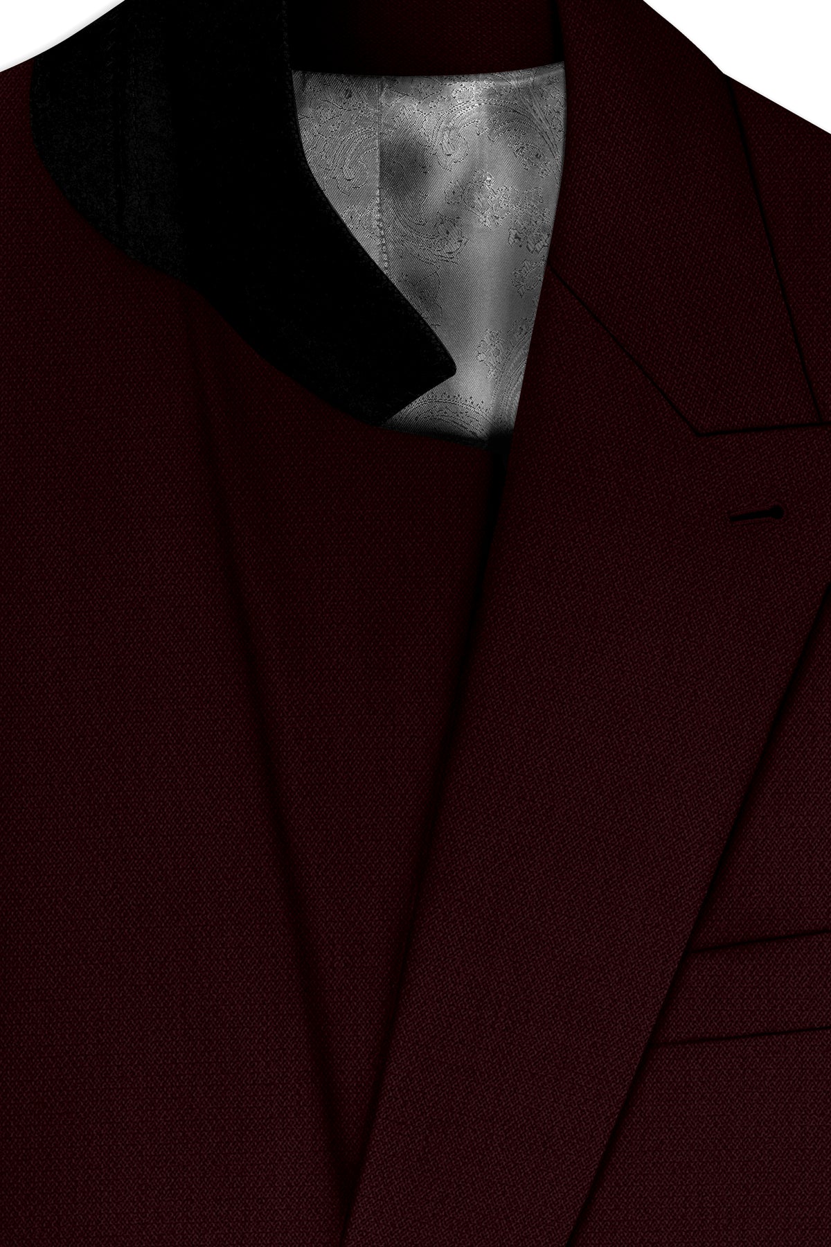 Ardent-Creole Maroon Diamond Textured Wool Rich Slight Stretch Double Breasted Blazer