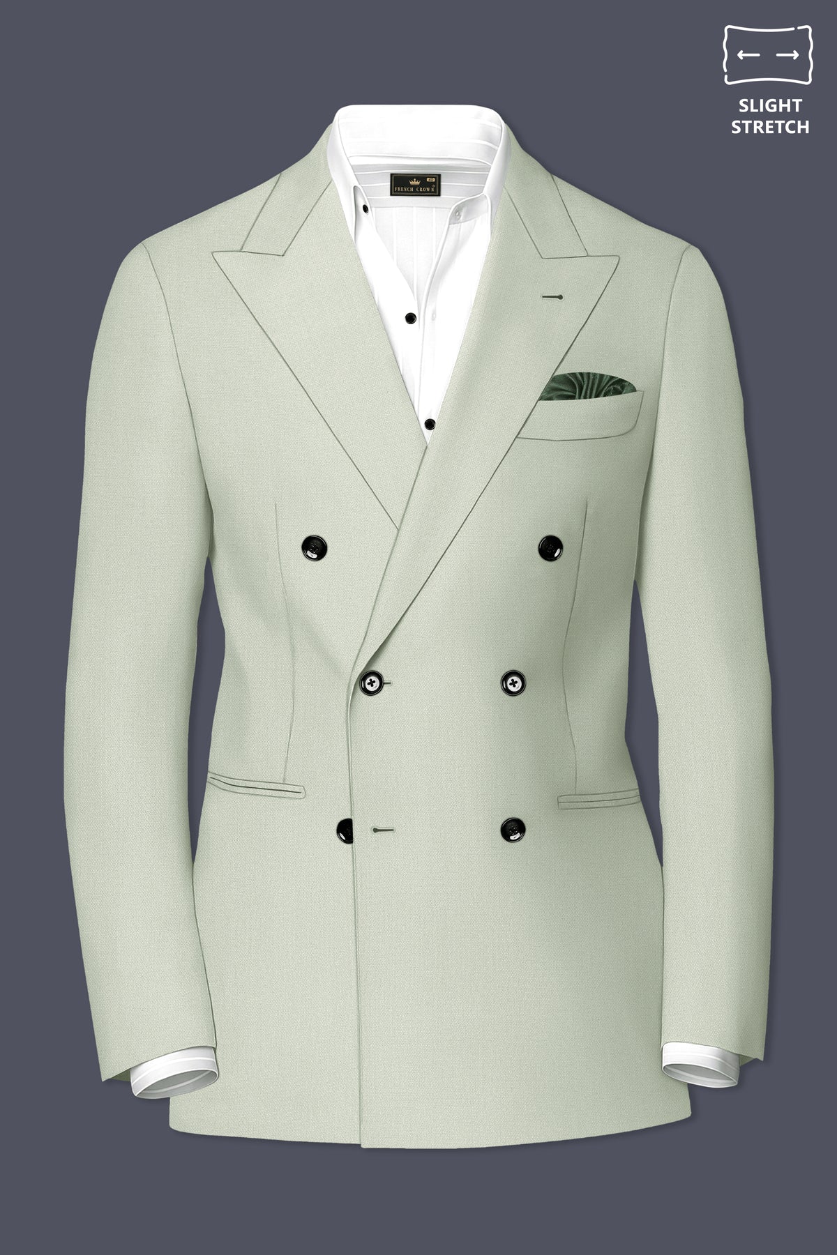 Olivier-Pixie Green Diamond Textured Wool Rich Slight Stretch Double Breasted Blazer