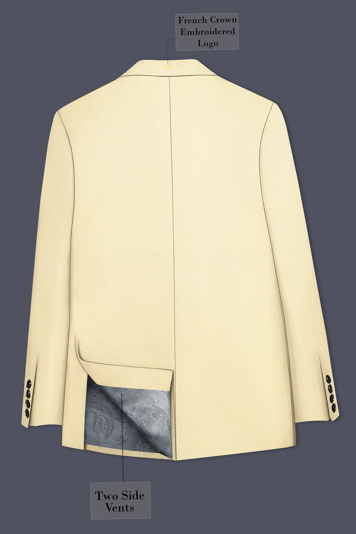 Lumine-Bavarian Cream Diamond Textured Wool Rich Slight Stretch Single Breasted Blazer