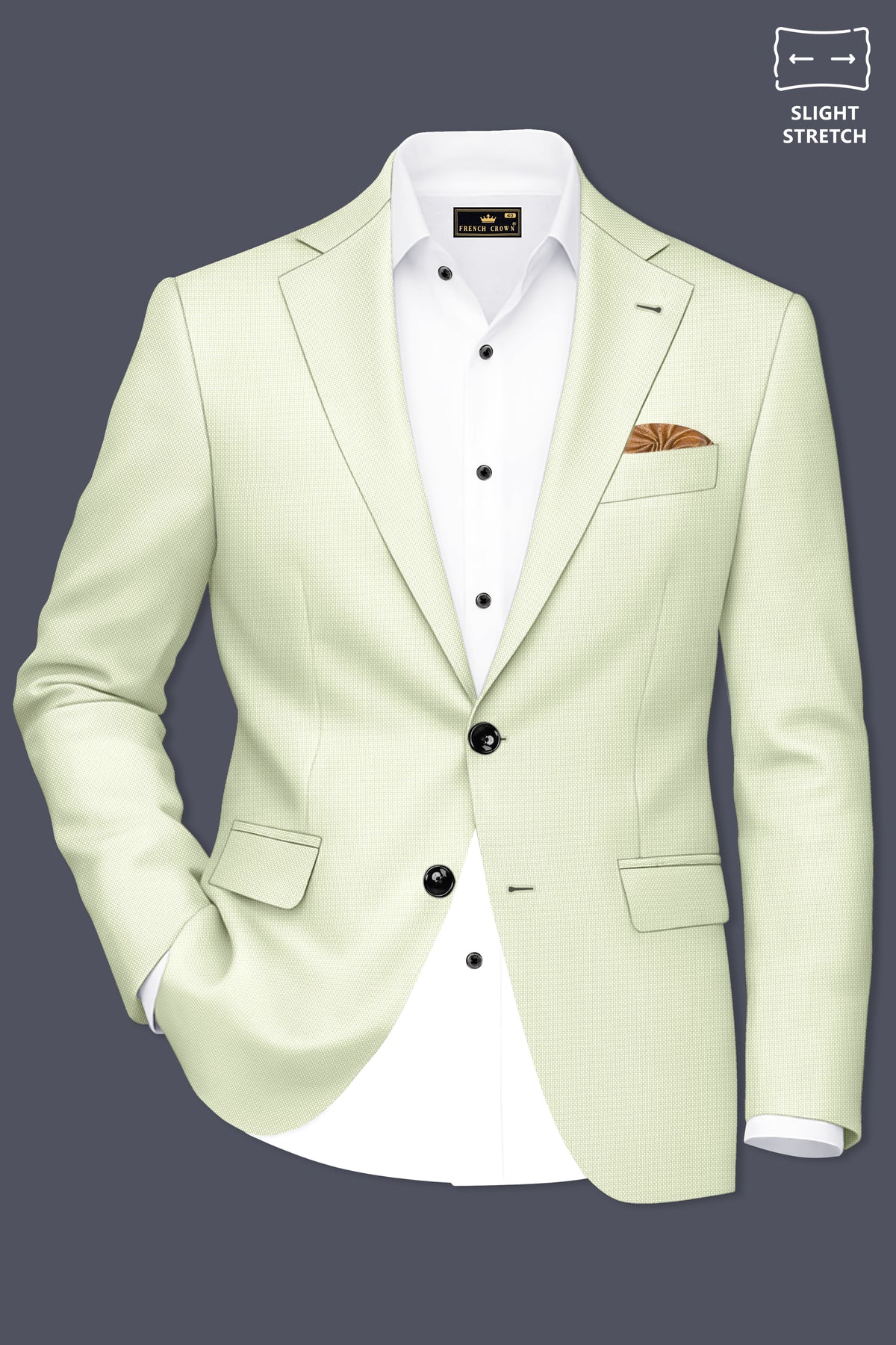 Verdant-Bud Green Diamond Textured Wool Rich Slight Stretch Single Breasted Blazer