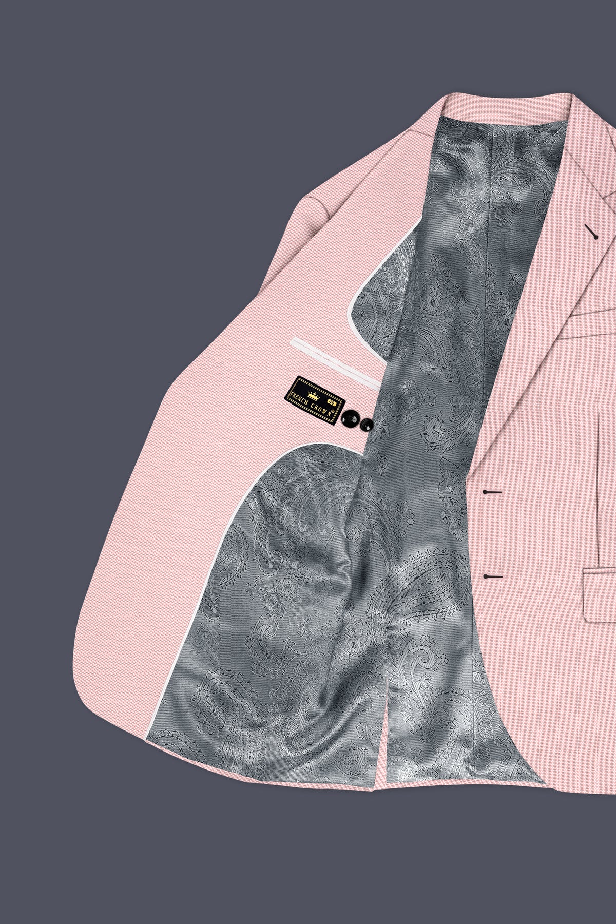 Blush-Cosmos Pink Diamond Textured Wool Rich Slight Stretch Single Breasted Blazer