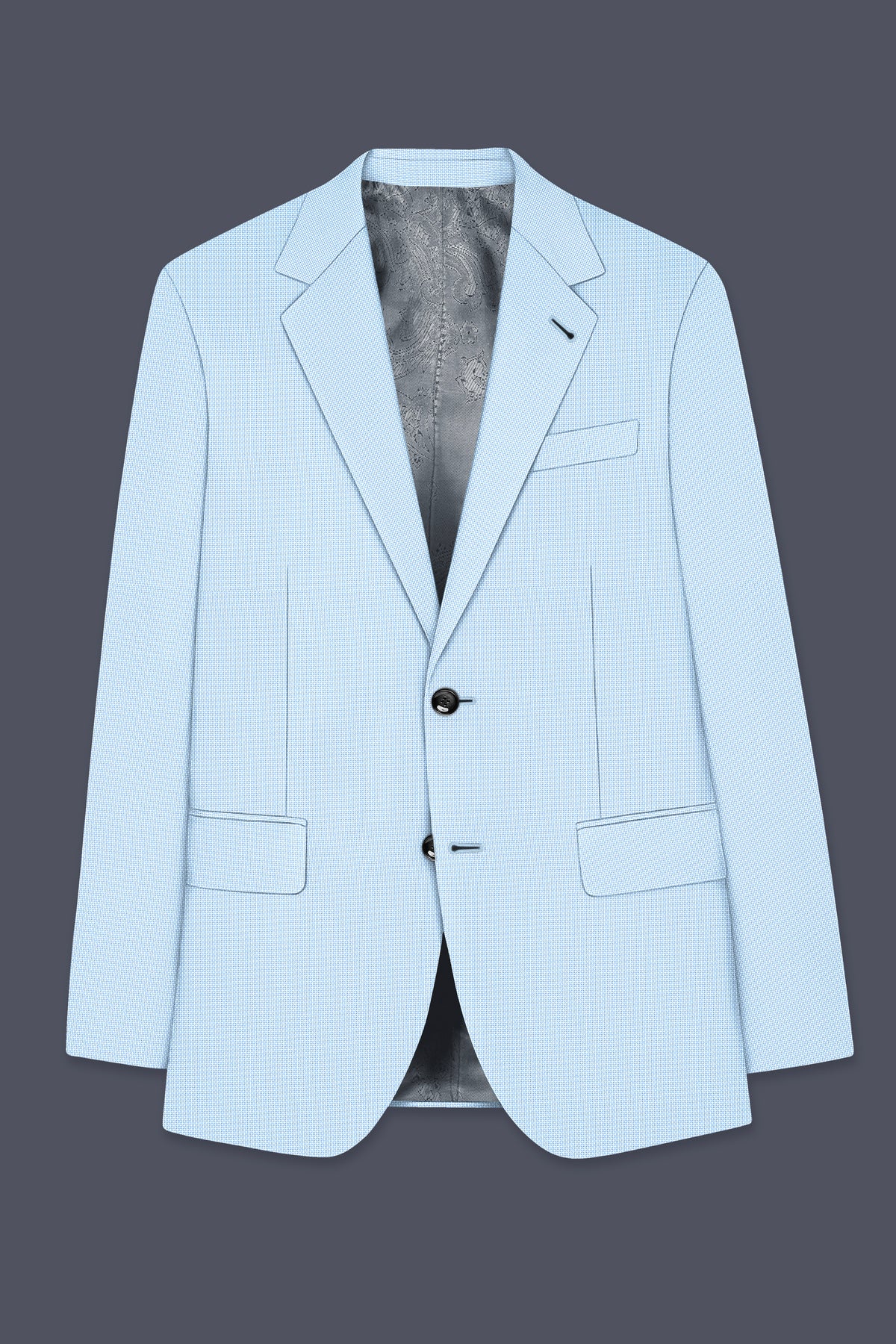 Azure-Hawkes Blue Diamond Textured Wool Rich Slight Stretch Single Breasted Blazer