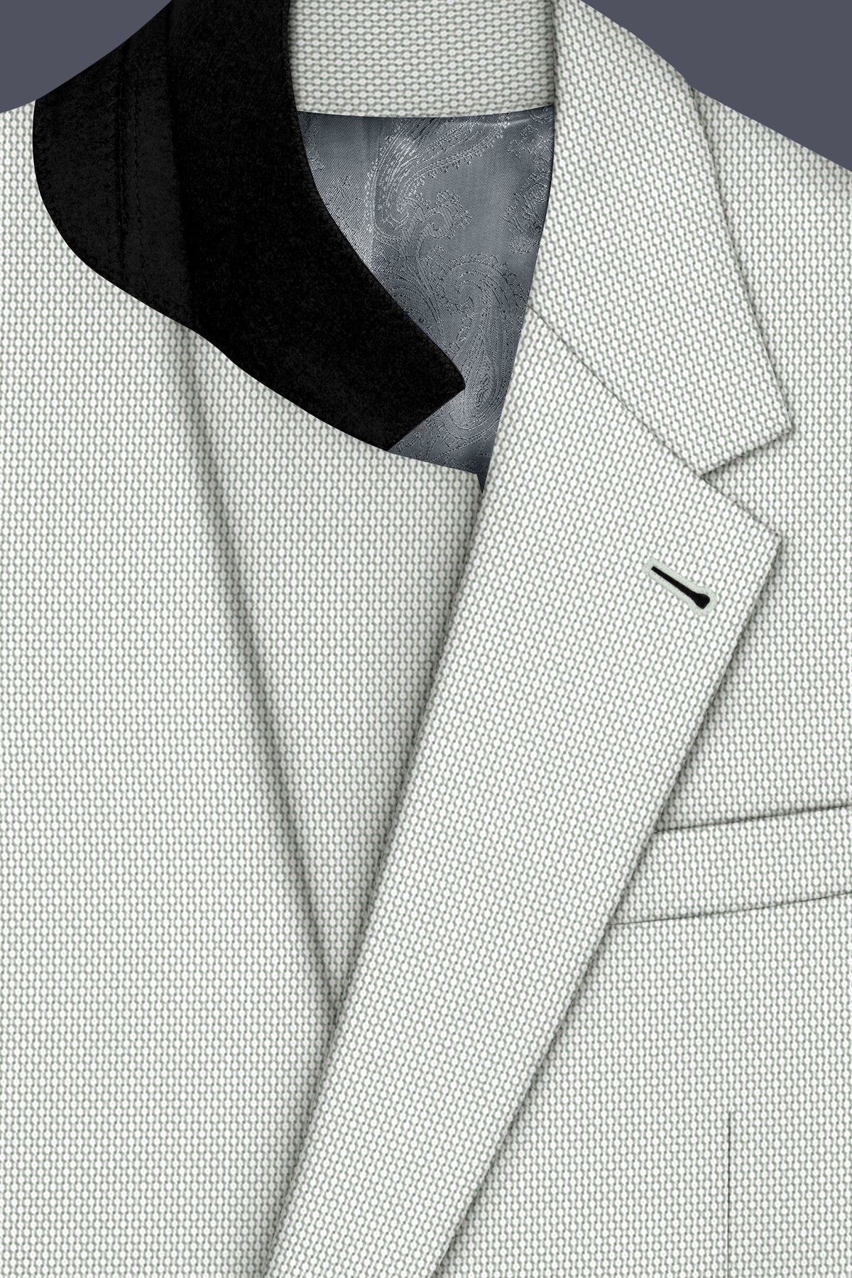 Cavell-Ash Gray Diamond Textured Wool Rich Slight Stretch Single Breasted Blazer