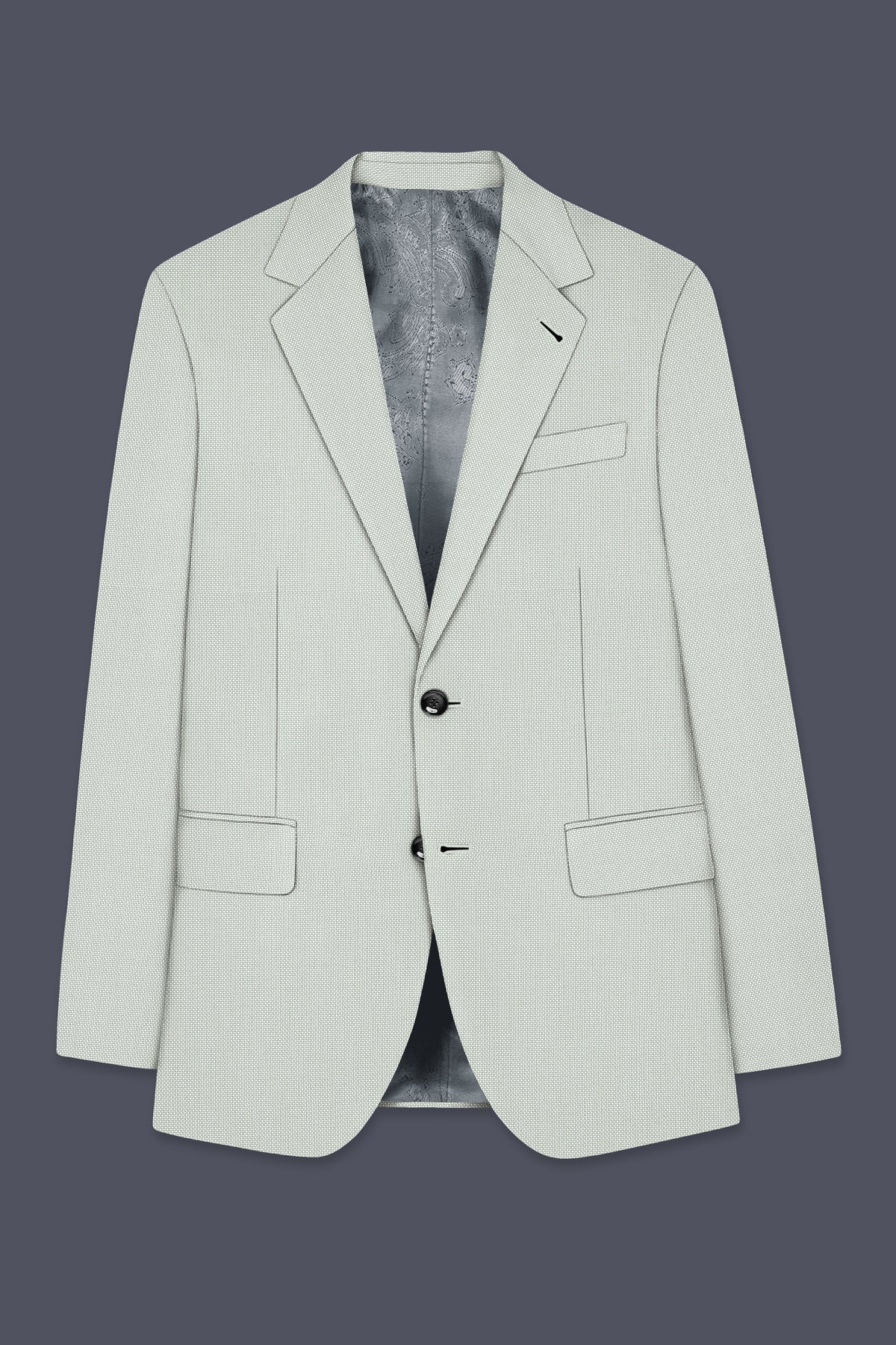 Cavell-Ash Gray Diamond Textured Wool Rich Slight Stretch Single Breasted Blazer