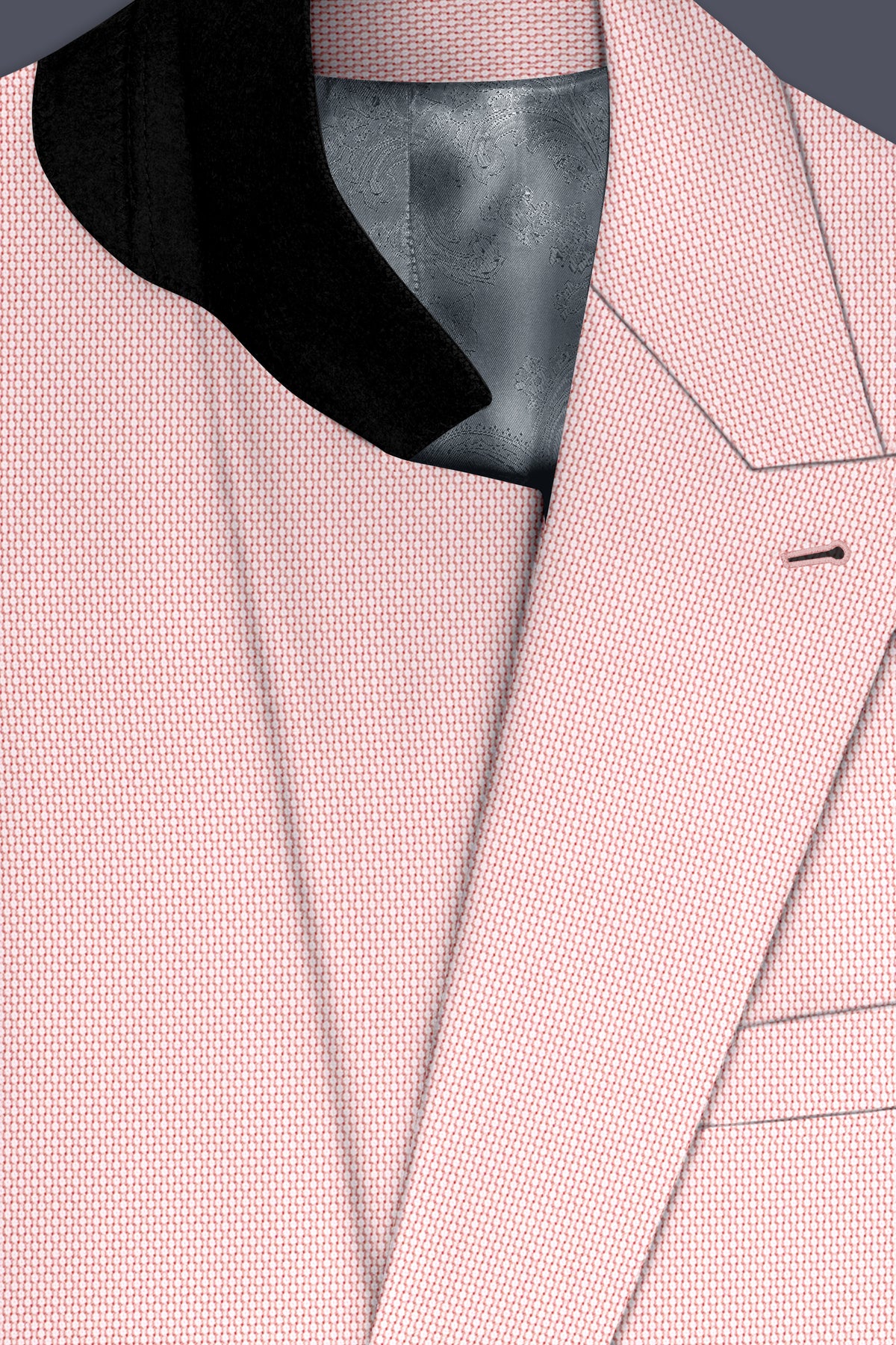 Blush-Cosmos Pink Diamond Textured Wool Rich Slight Stretch Double Breasted Blazer