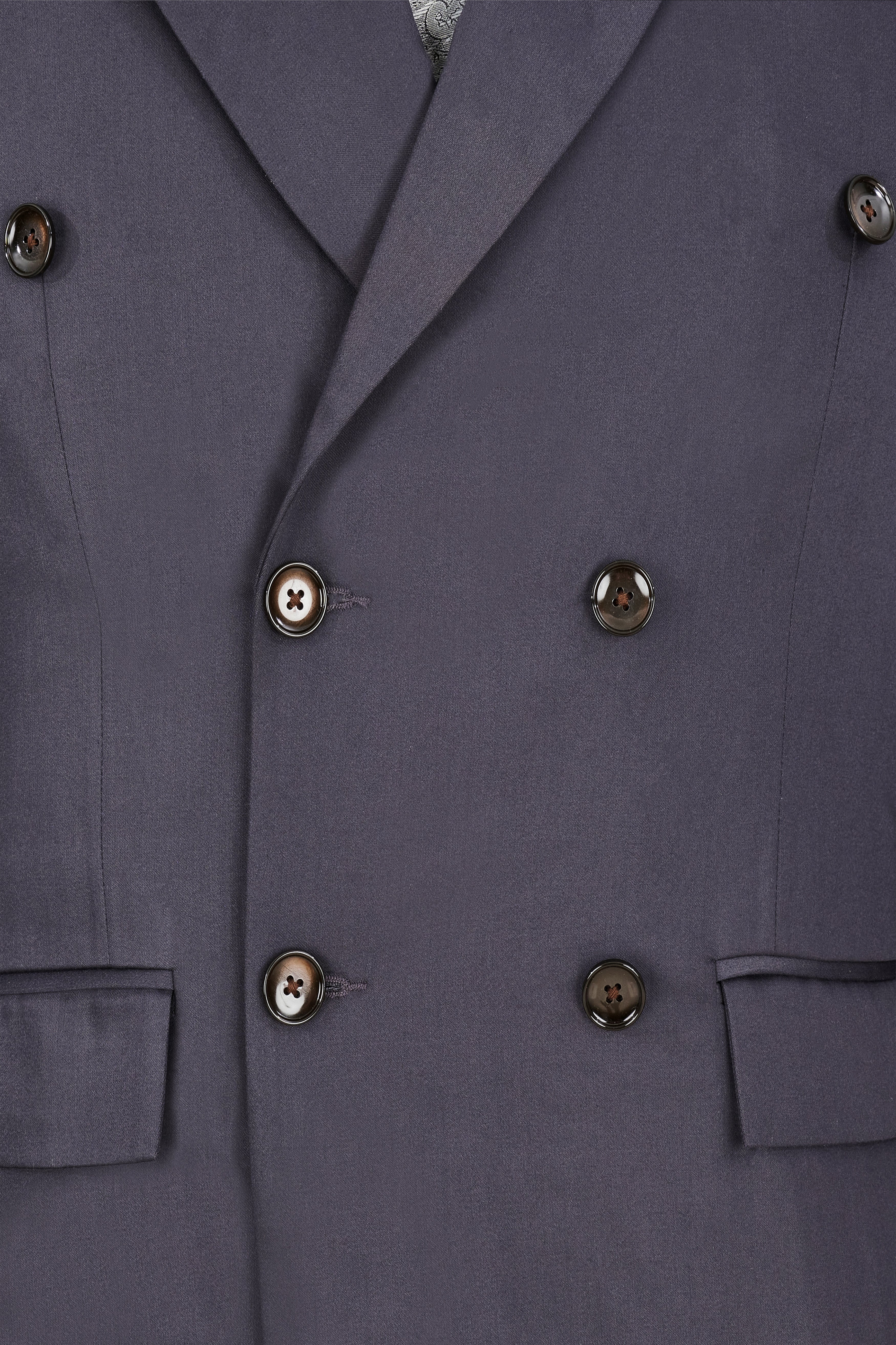 Porpoise Grey Subtle Sheen Wool Blend Double Breasted Blazer