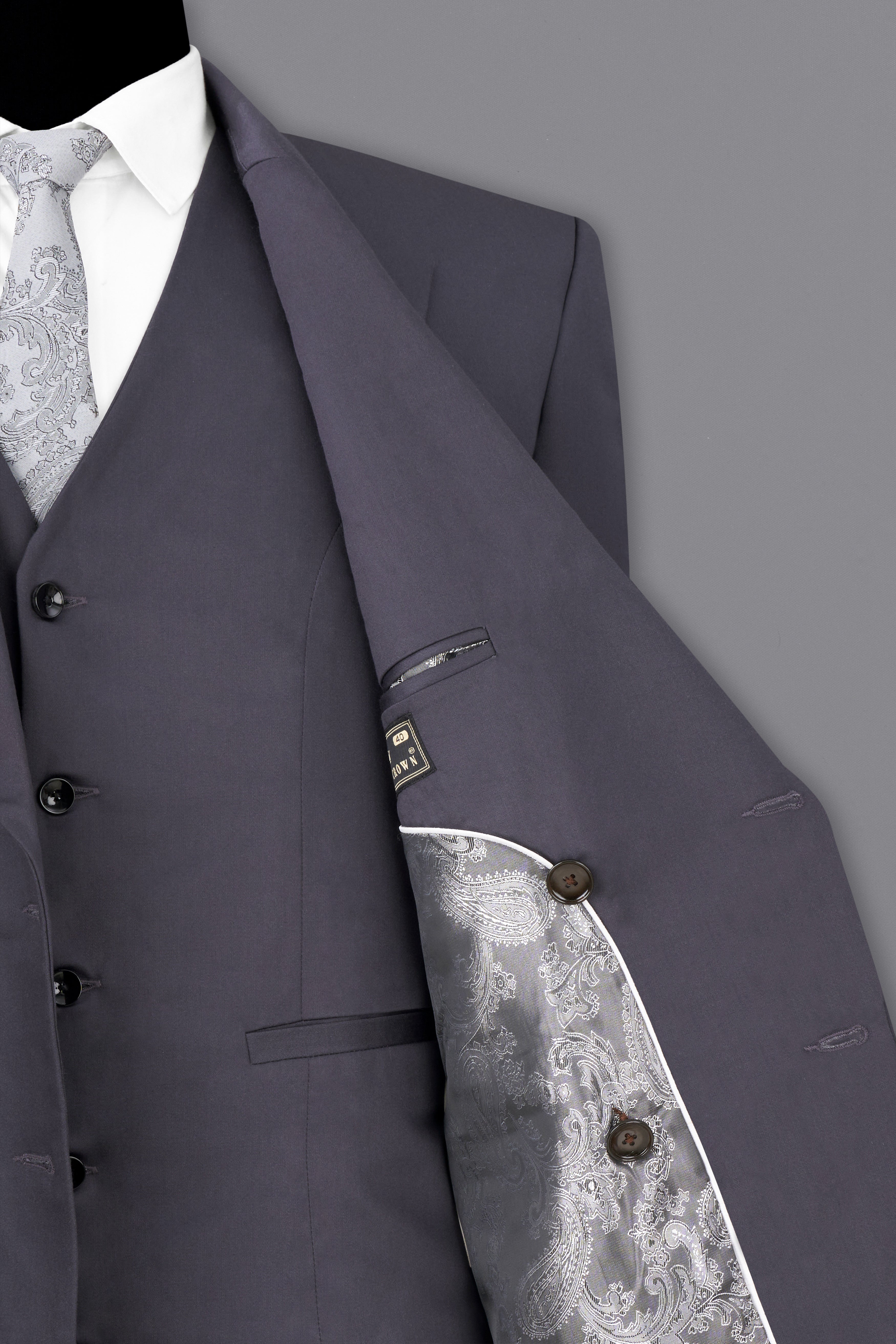 Porpoise Grey Subtle Sheen Wool Blend Double Breasted Blazer