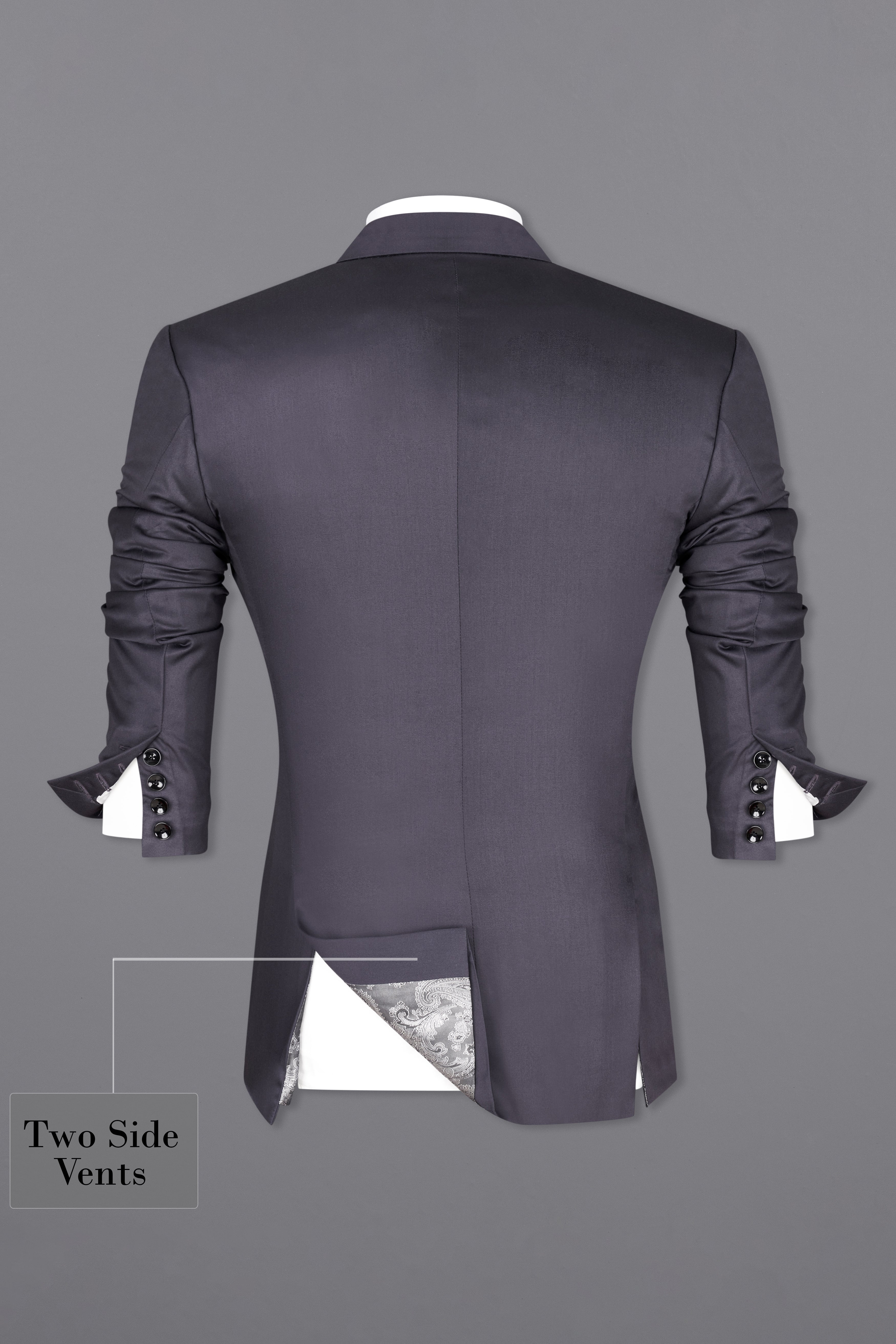 Porpoise Grey Subtle Sheen Wool Blend Double Breasted Blazer