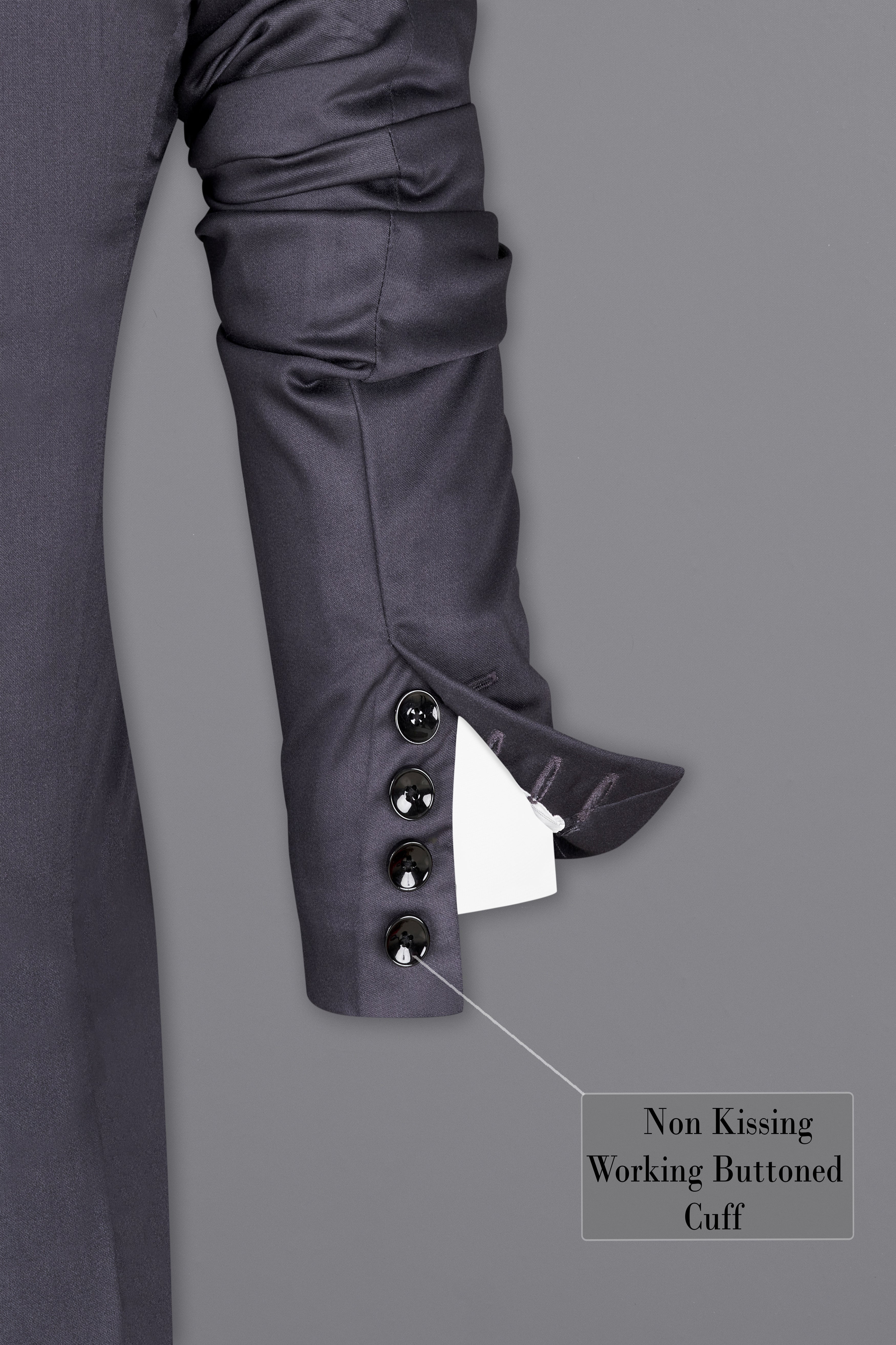 Porpoise Grey Subtle Sheen Wool Blend Double Breasted Blazer