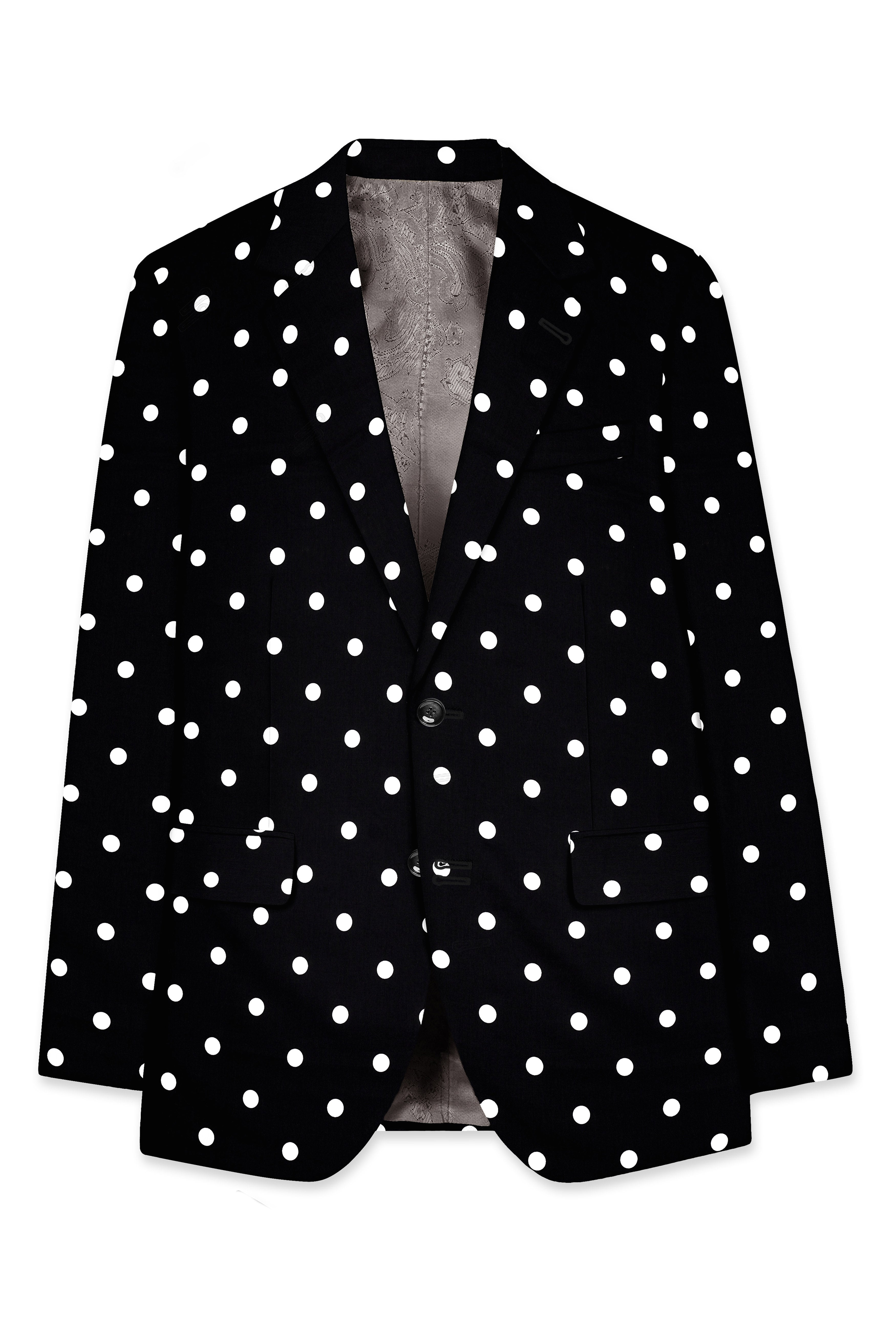 Jade Black Polka Dots Premium Cotton Blazer