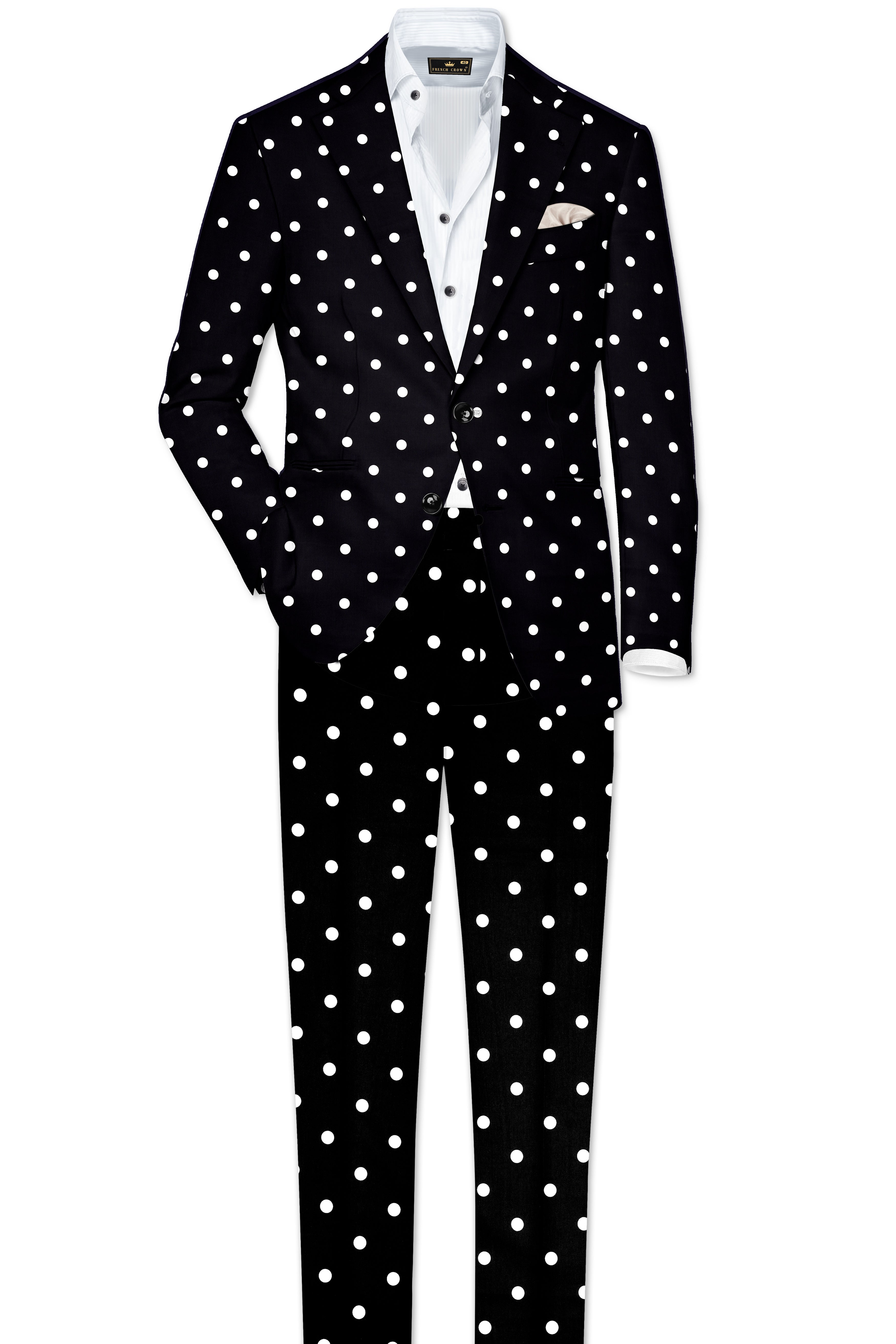 Jade Black Polka Dots Premium Cotton Blazer
