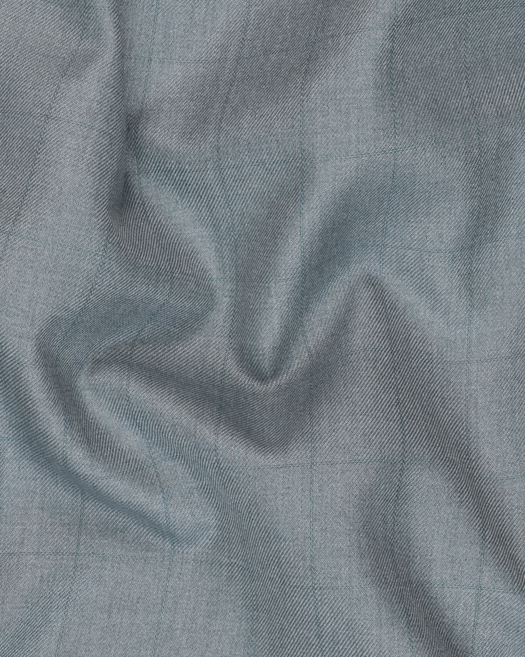 Light Grey Subtle Windowpane Wool Rich Double Breasted Blazer