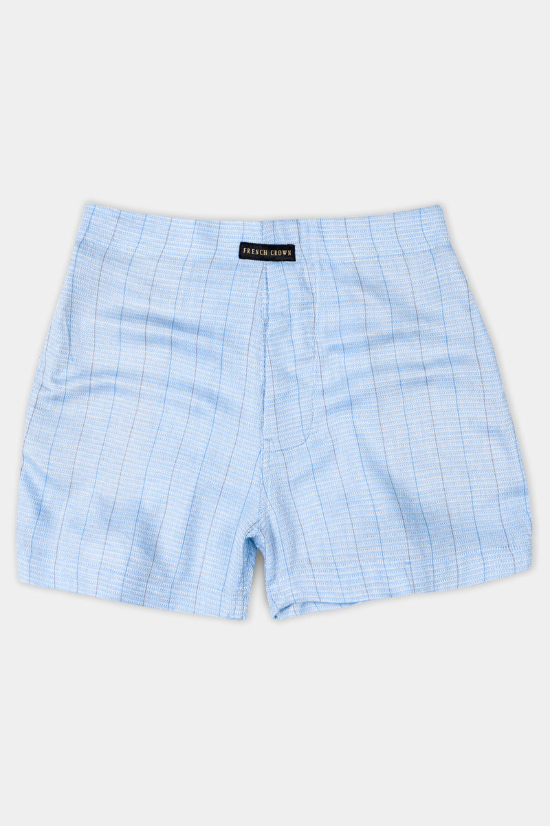 Glacier Blue With Tufts And Falcon Brown Textured Premium Giza Cotton Boxer