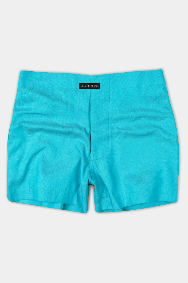 Cerulean Blue Textured Dobby Premium Giza Cotton Boxer