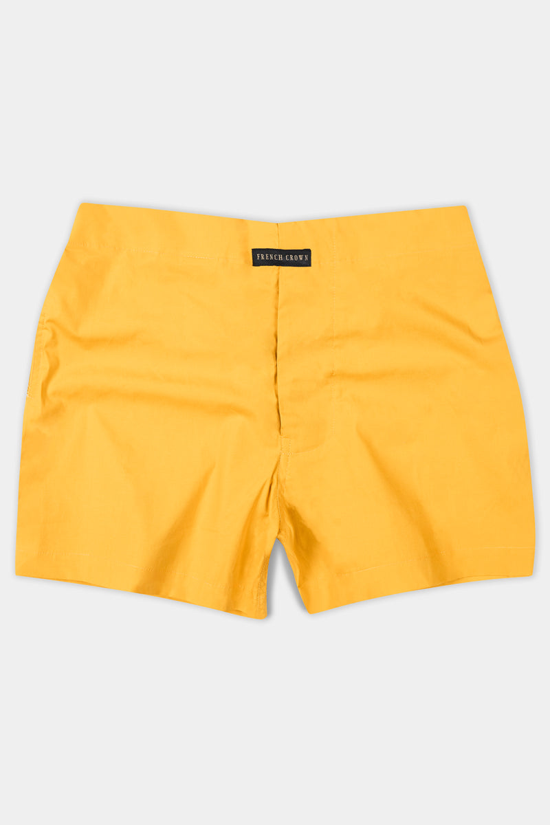 Saffron Yellow Solid Poplin Premium Cotton Boxer