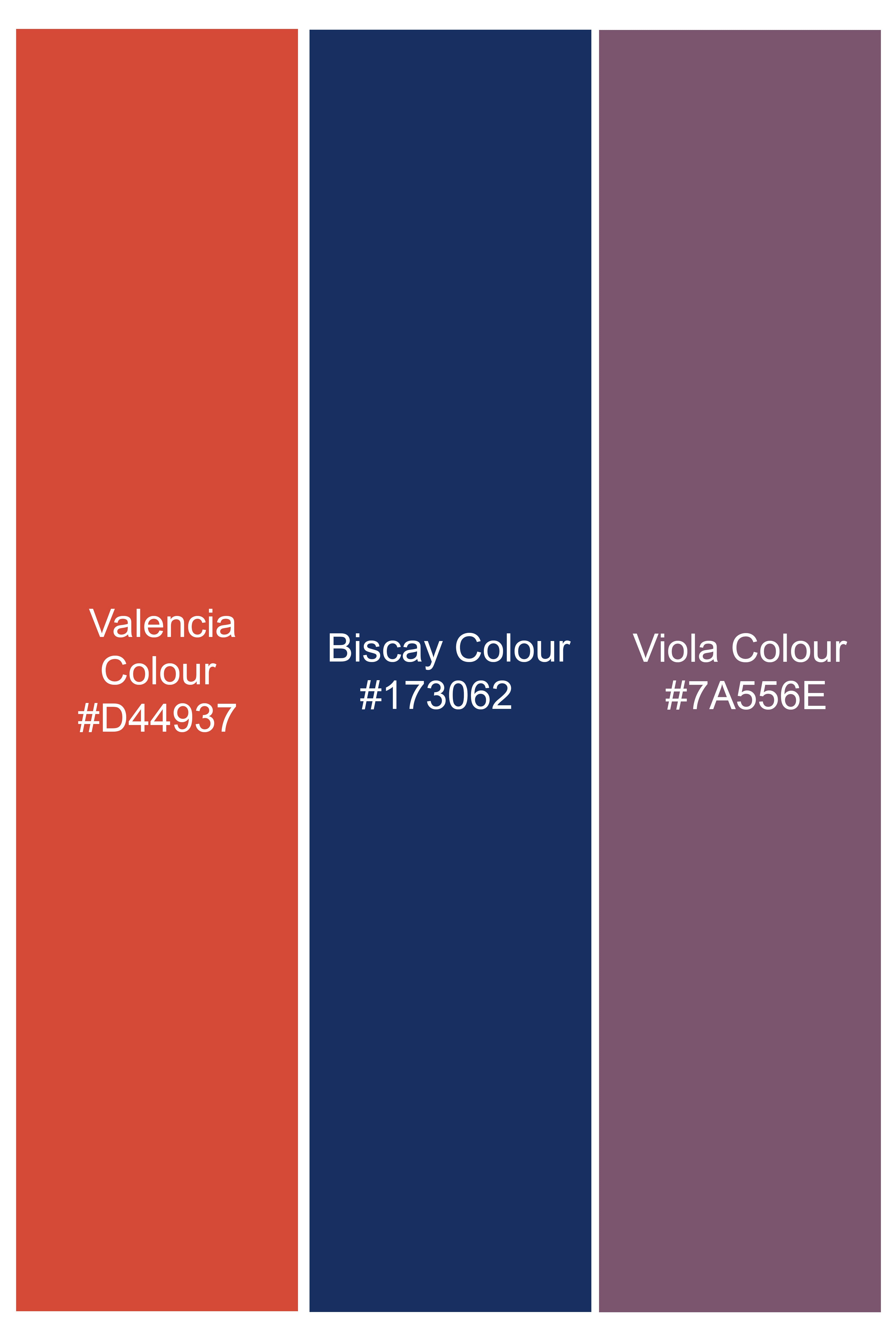 Valencia Orange and Biscay Blue Plaid Dobby Textured Giza Cotton Boxer