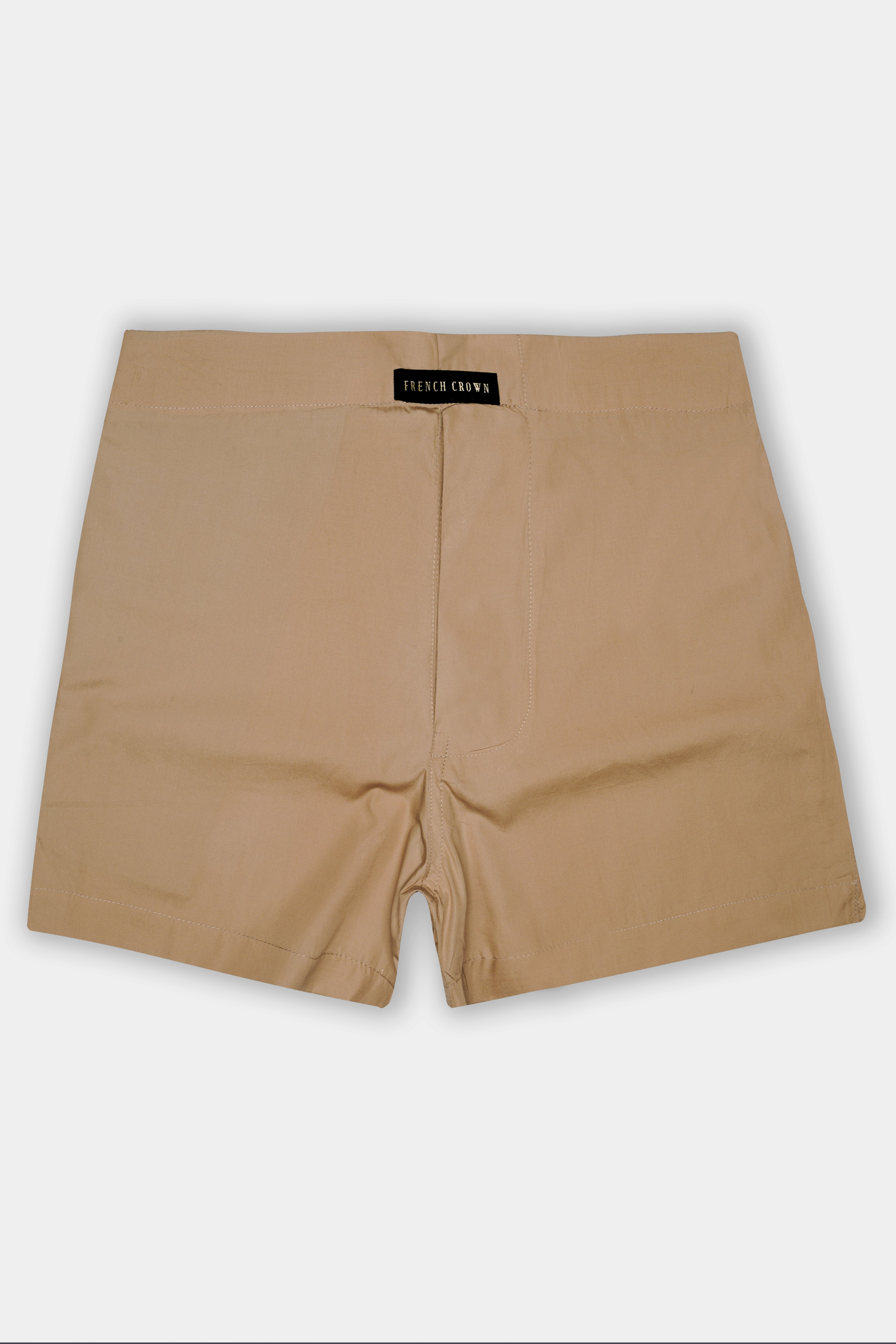 Fawn Brown Plain Solid Poplin Cotton Boxer