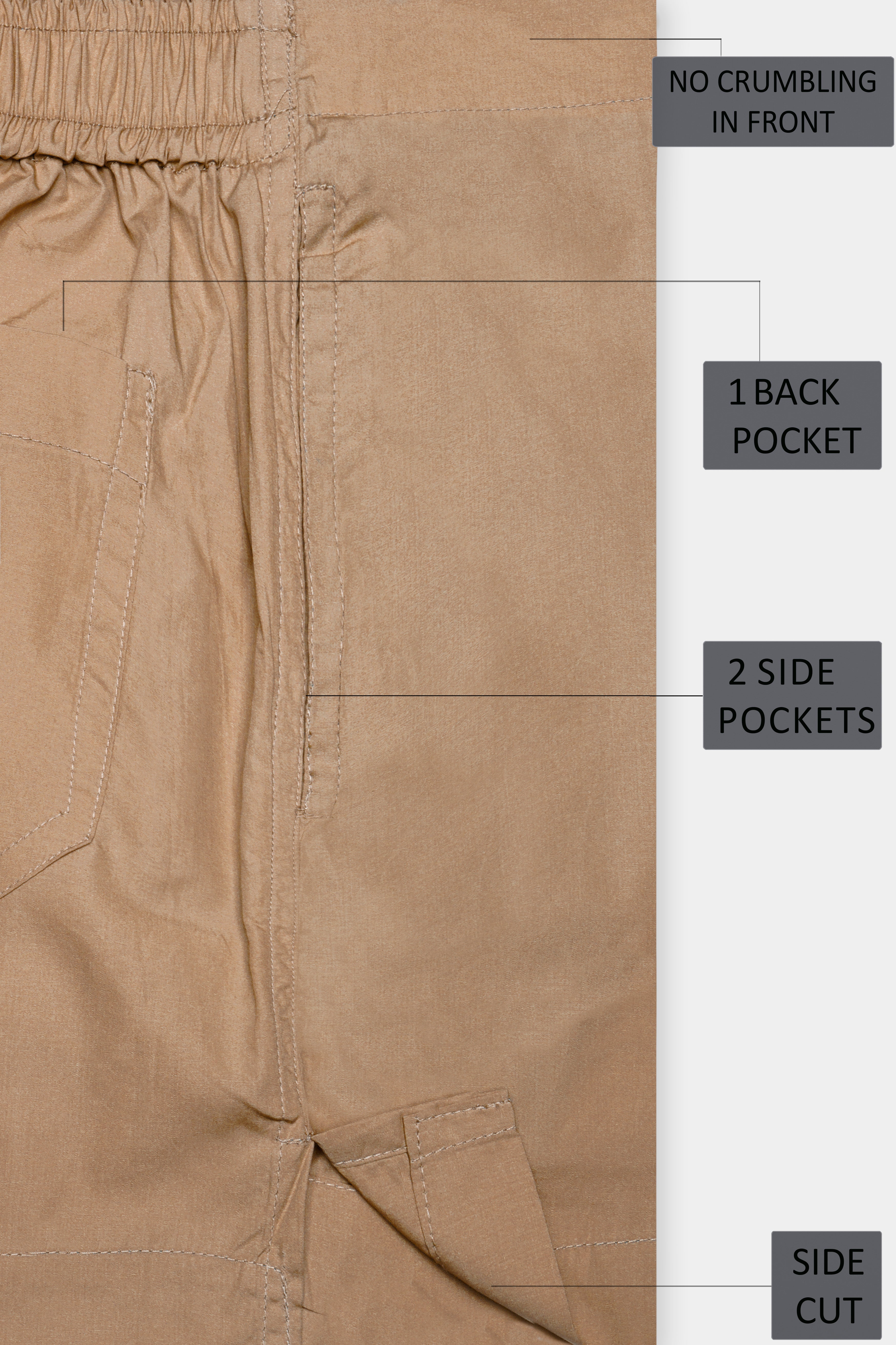 Fawn Brown Plain Solid Poplin Cotton Boxer