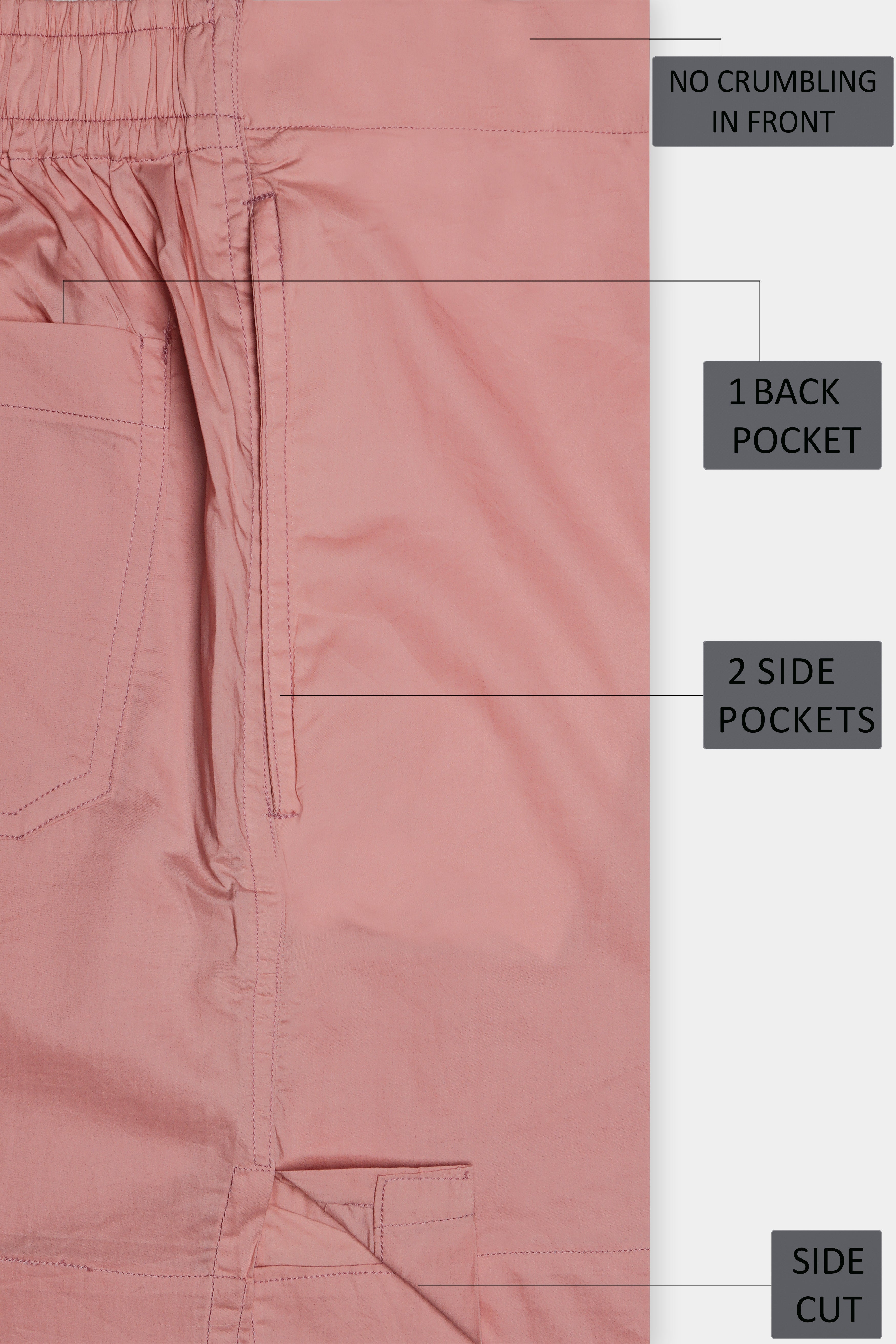 Greyish Pink Plain Solid Poplin Cotton Boxers