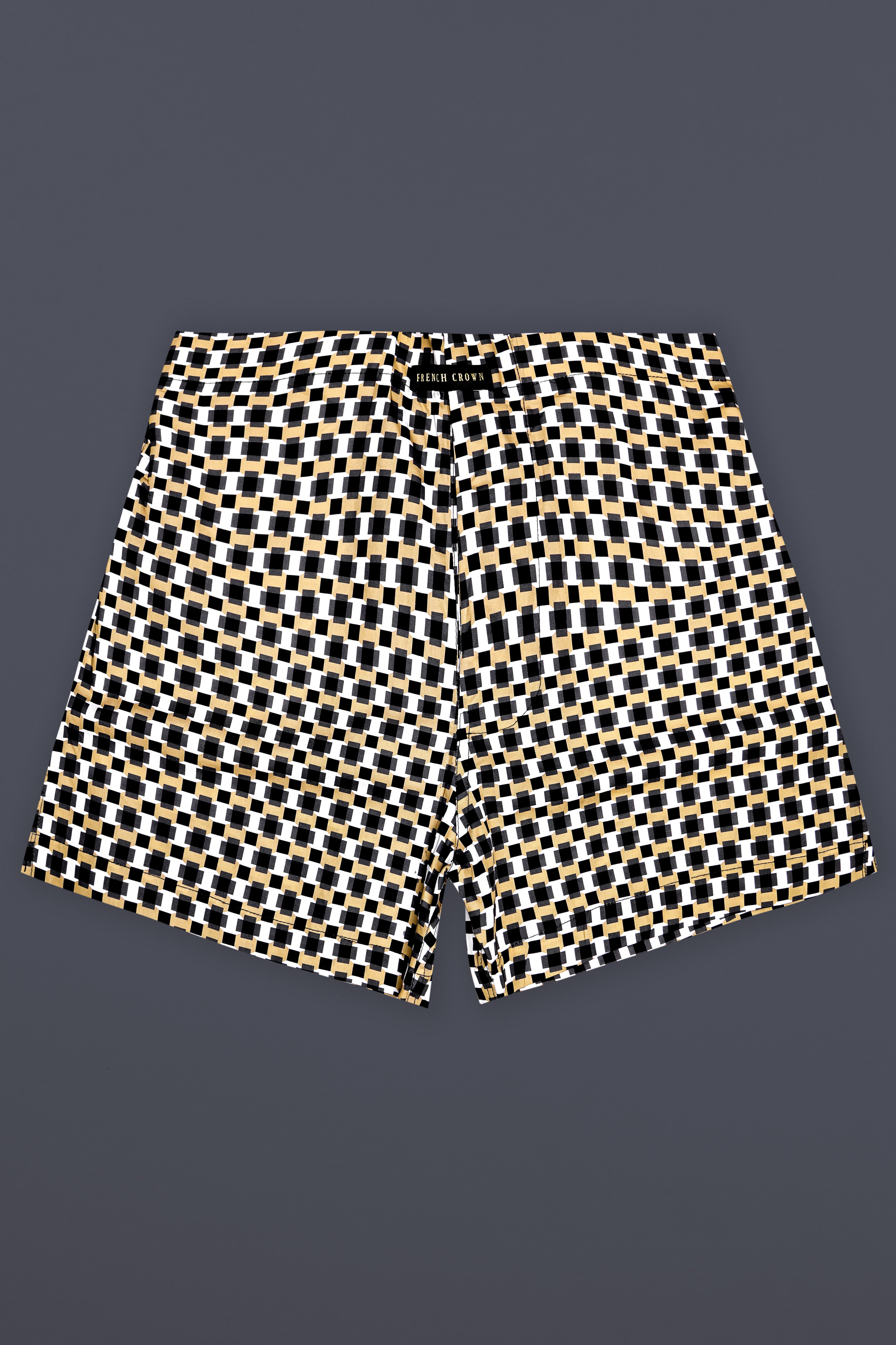 Apache Cream and Black Printed Jacquard Cotton Boxer