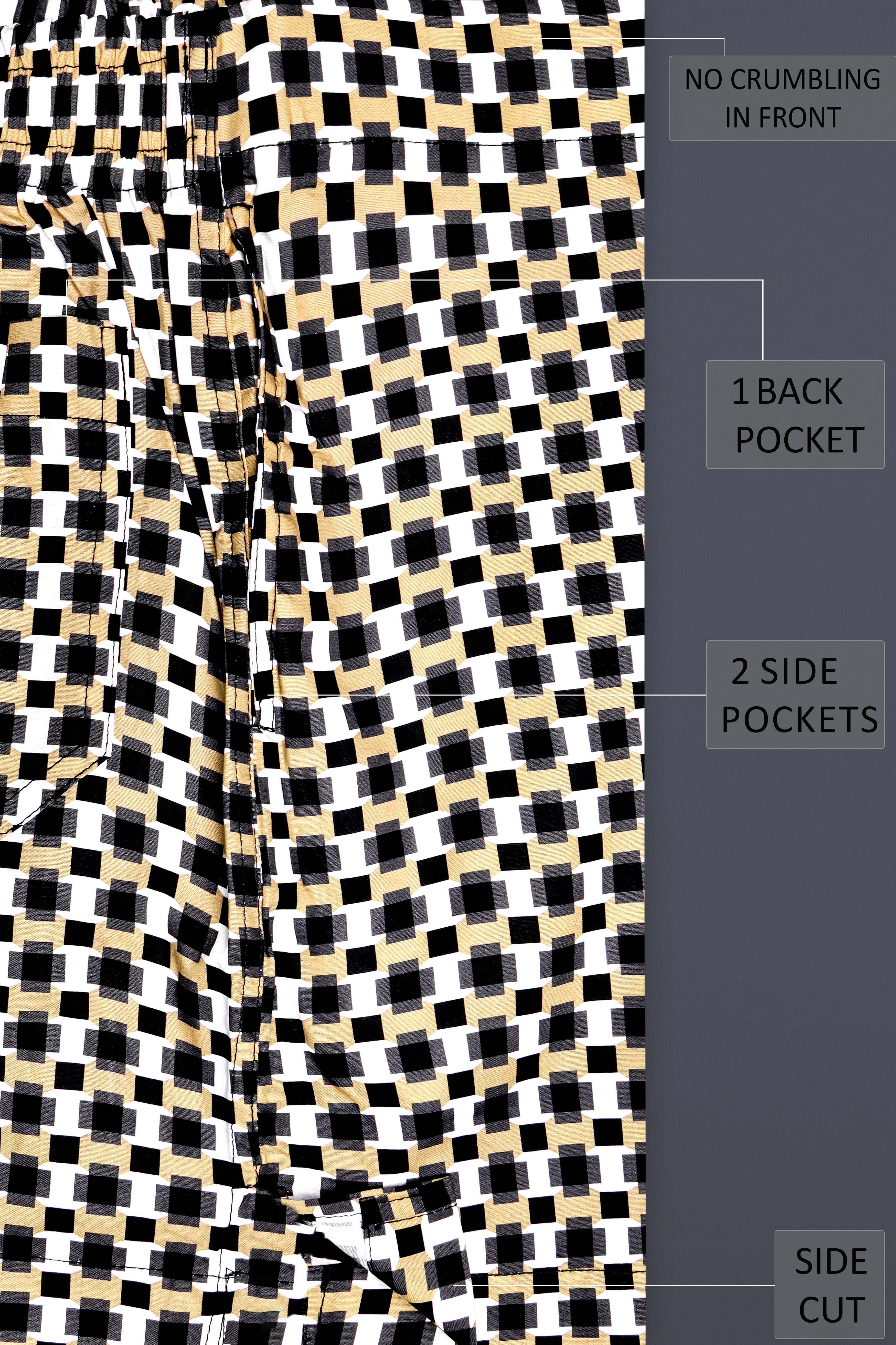 Apache Cream and Black Printed Jacquard Cotton Boxer