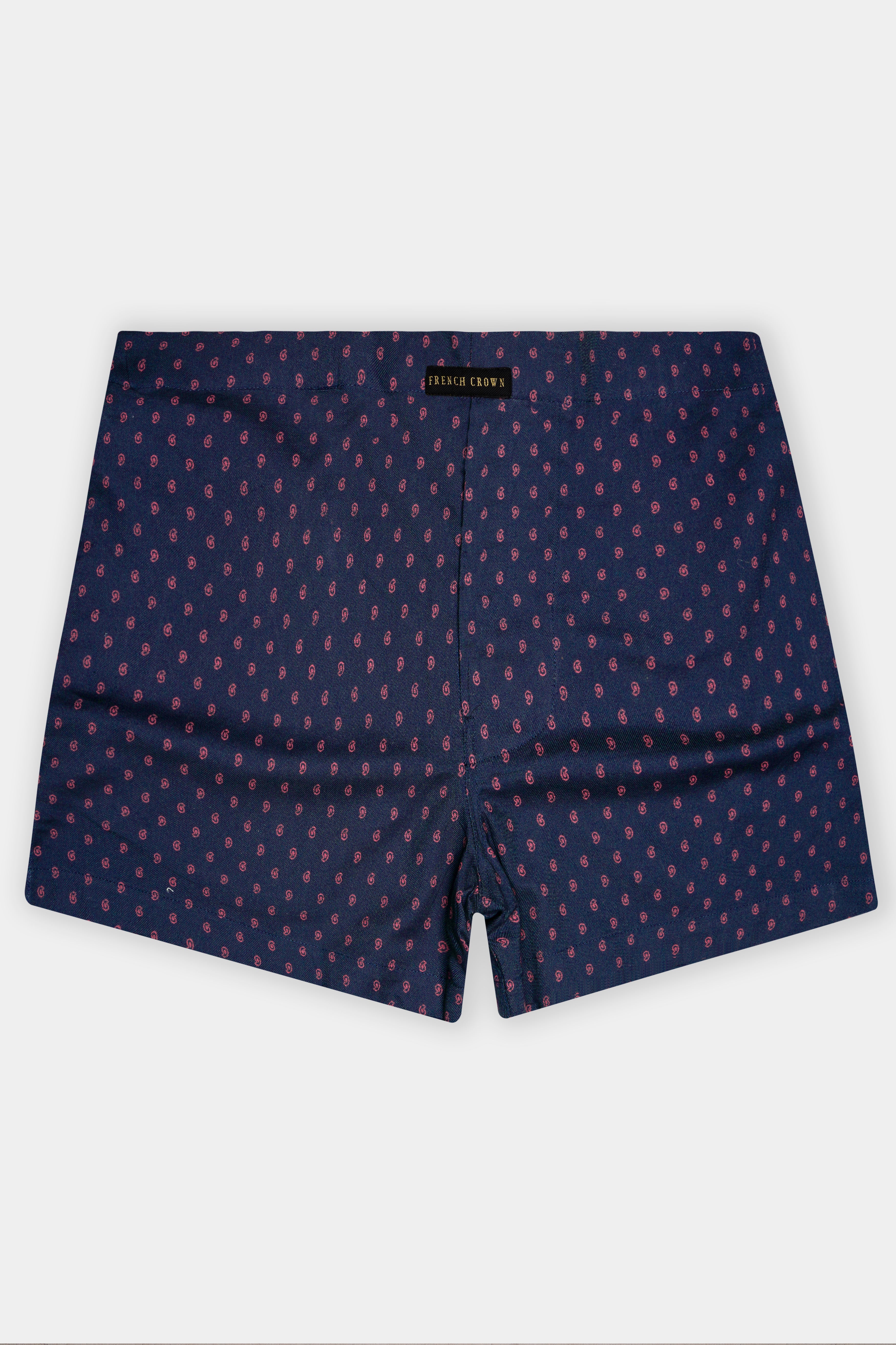 Dark Blue and Bush Red Printed Poplin Cotton Boxer