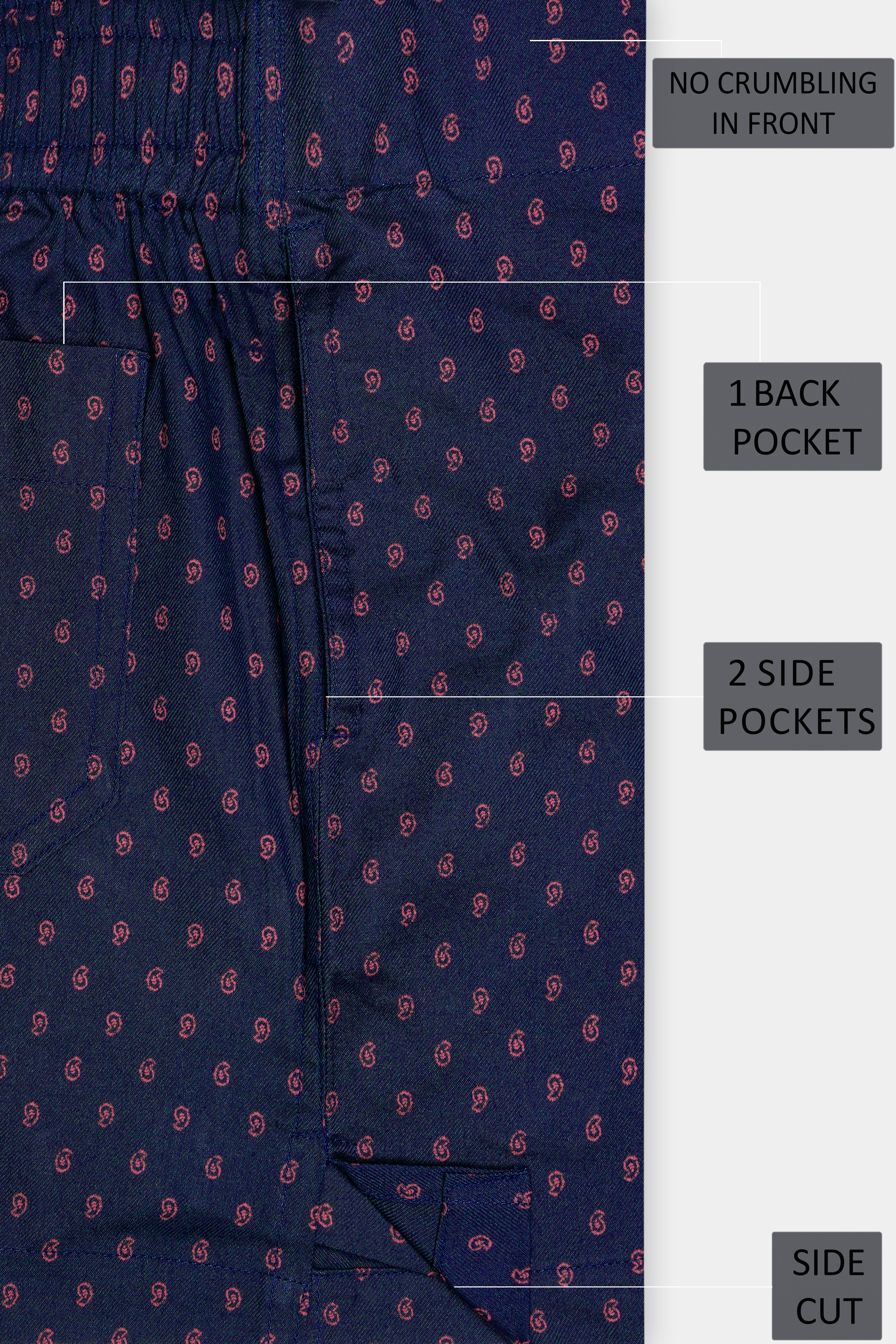 Dark Blue and Bush Red Printed Poplin Cotton Boxer