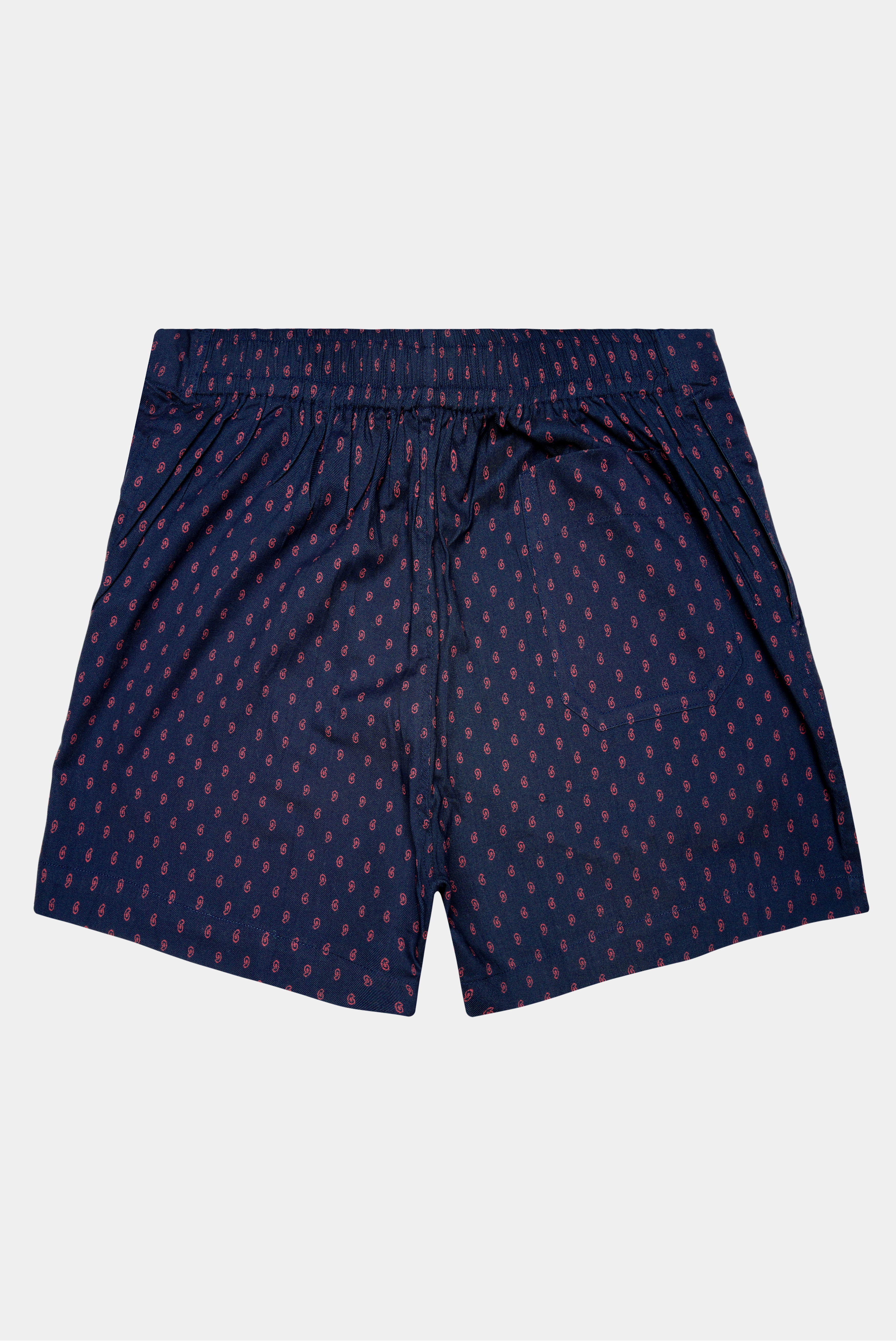 Dark Blue and Bush Red Printed Poplin Cotton Boxer