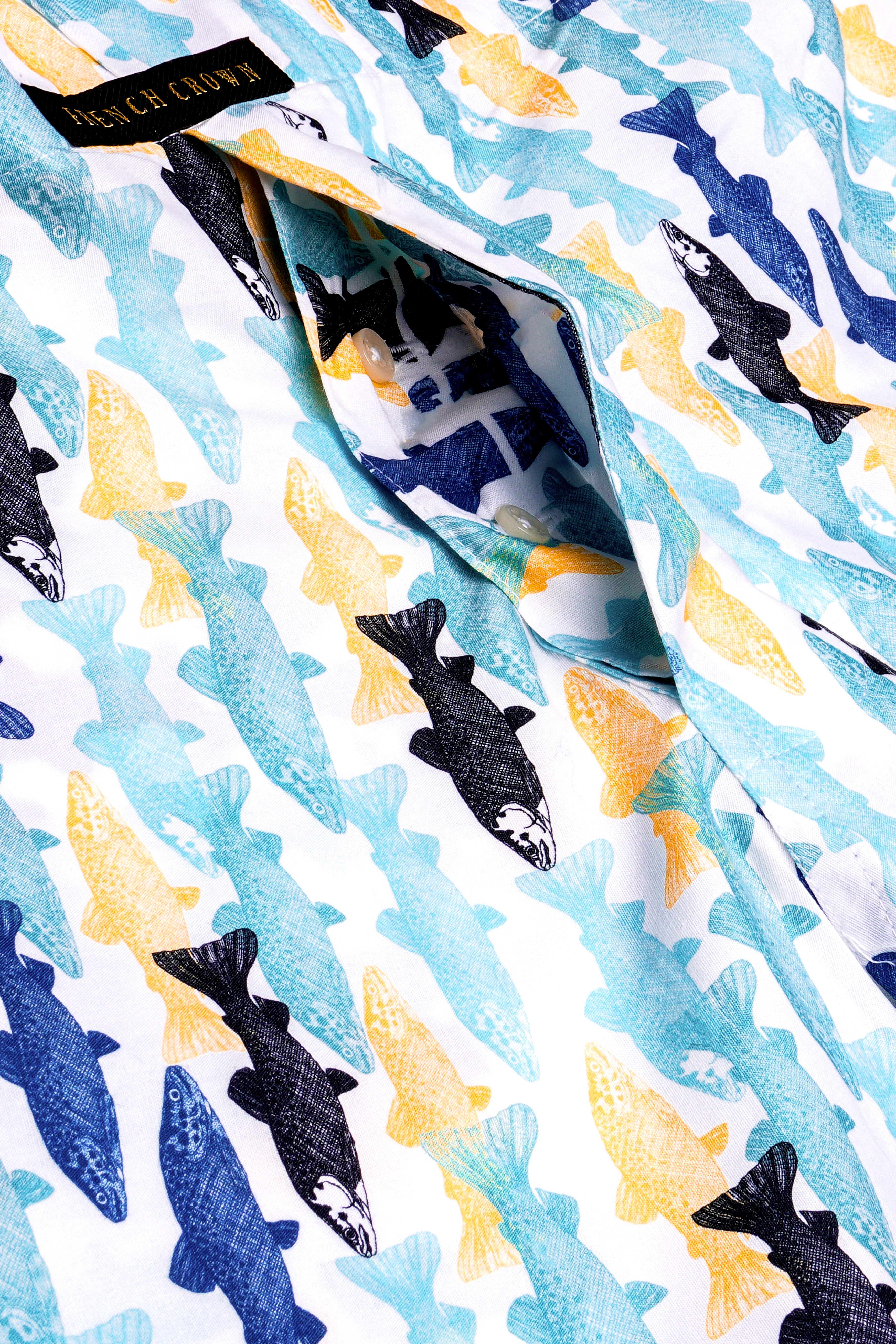 Bright White with Multicolour Fish Printed Super Soft Premium Cotton Boxer