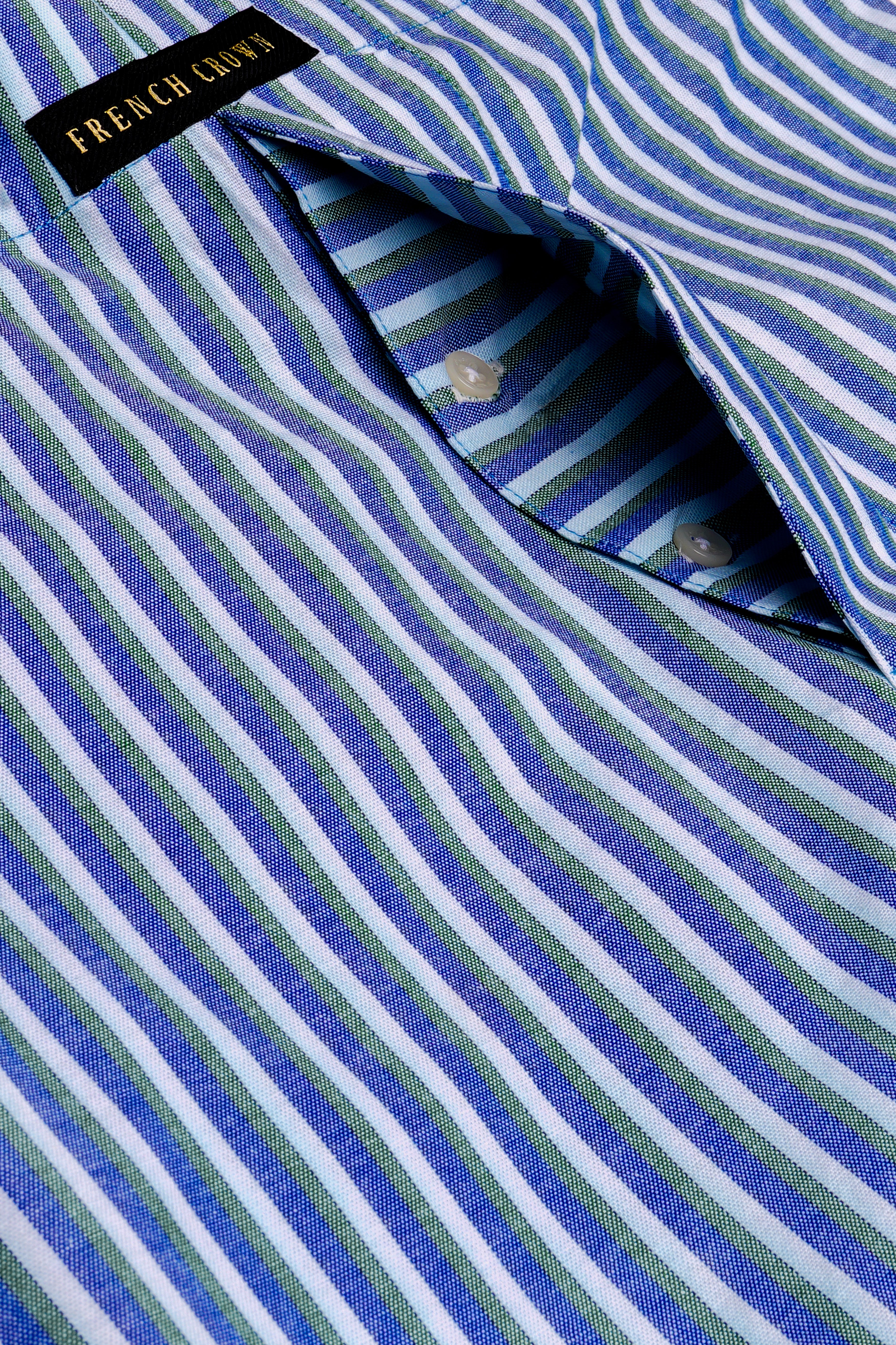 Languid Lavender with Warm Blue and Turquoise Gray Striped Oxford Cotton Boxer