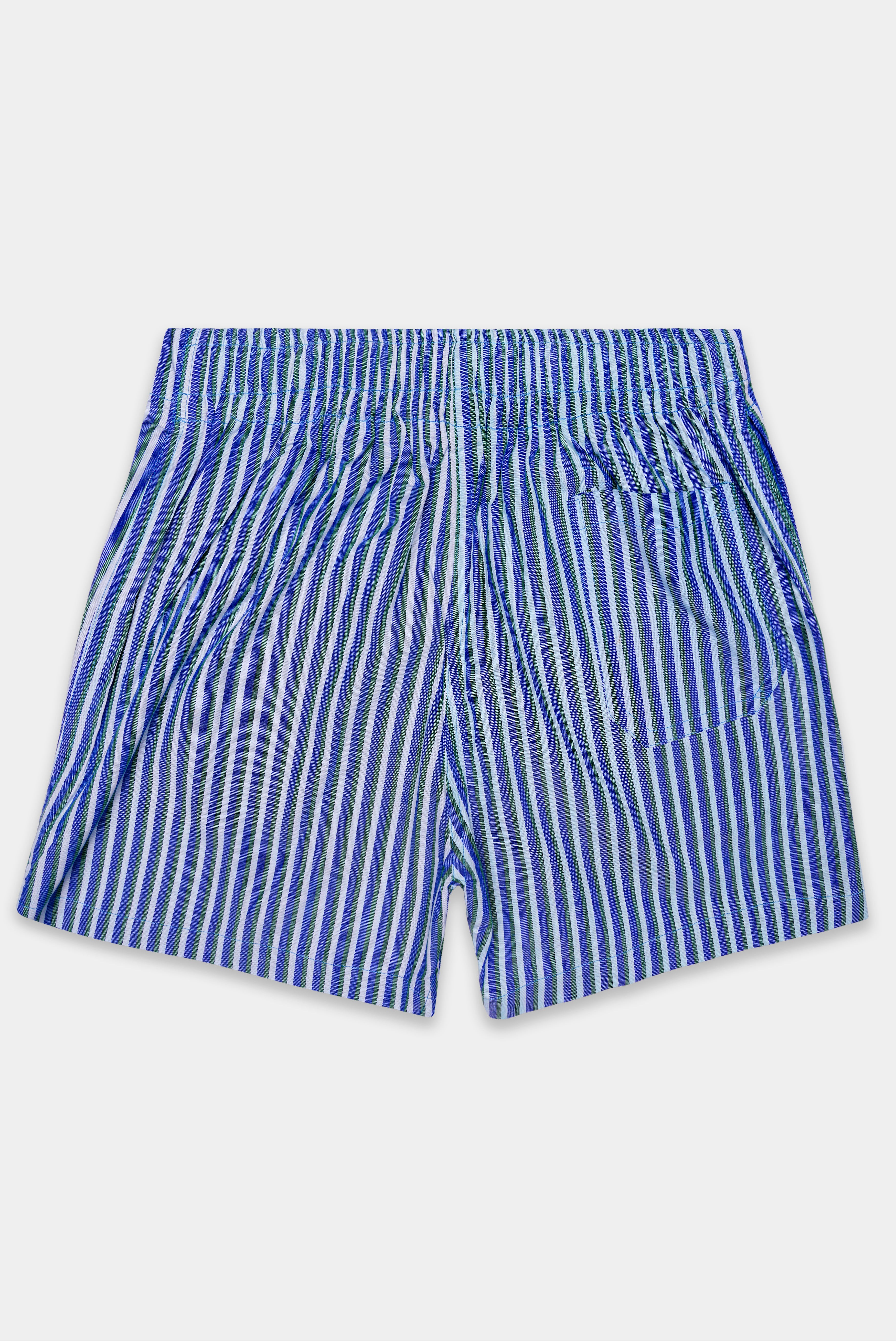 Languid Lavender with Warm Blue and Turquoise Gray Striped Oxford Cotton Boxer