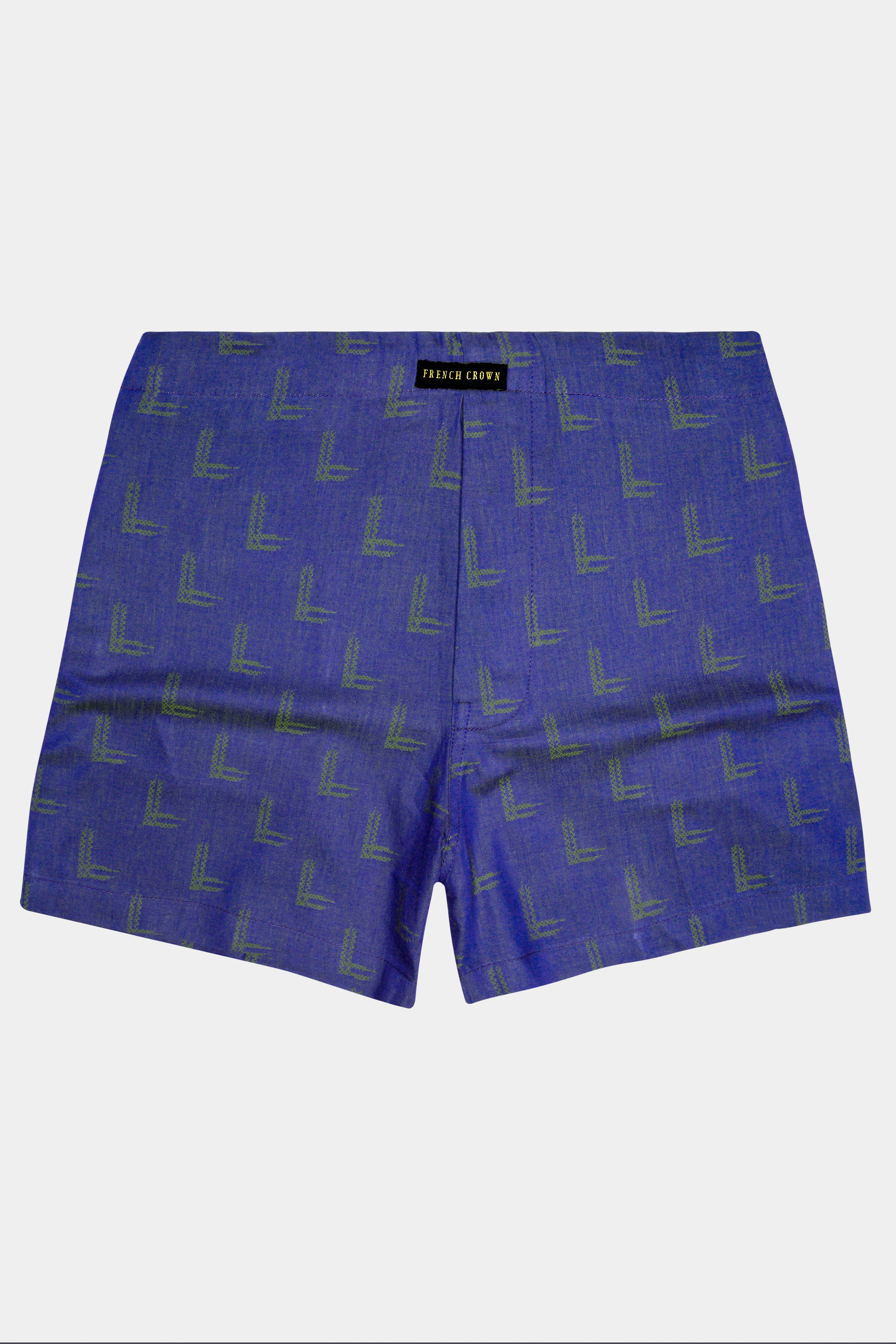 Butterfly Buah Blue and Limed ash Green Printed Jacquard Premium Cotton Boxer