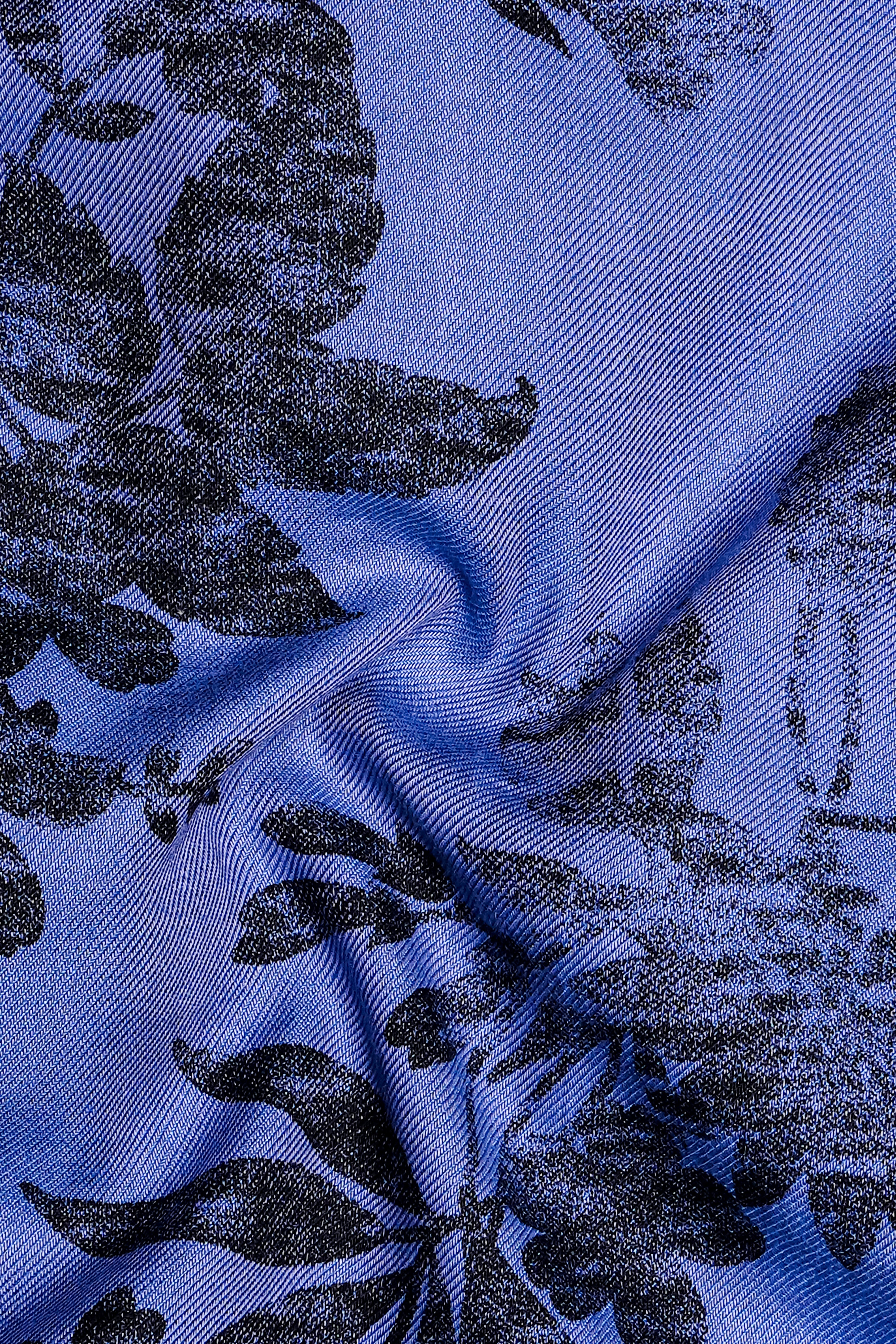Scampi Blue with Black Flower Printed Twill Cotton Boxer