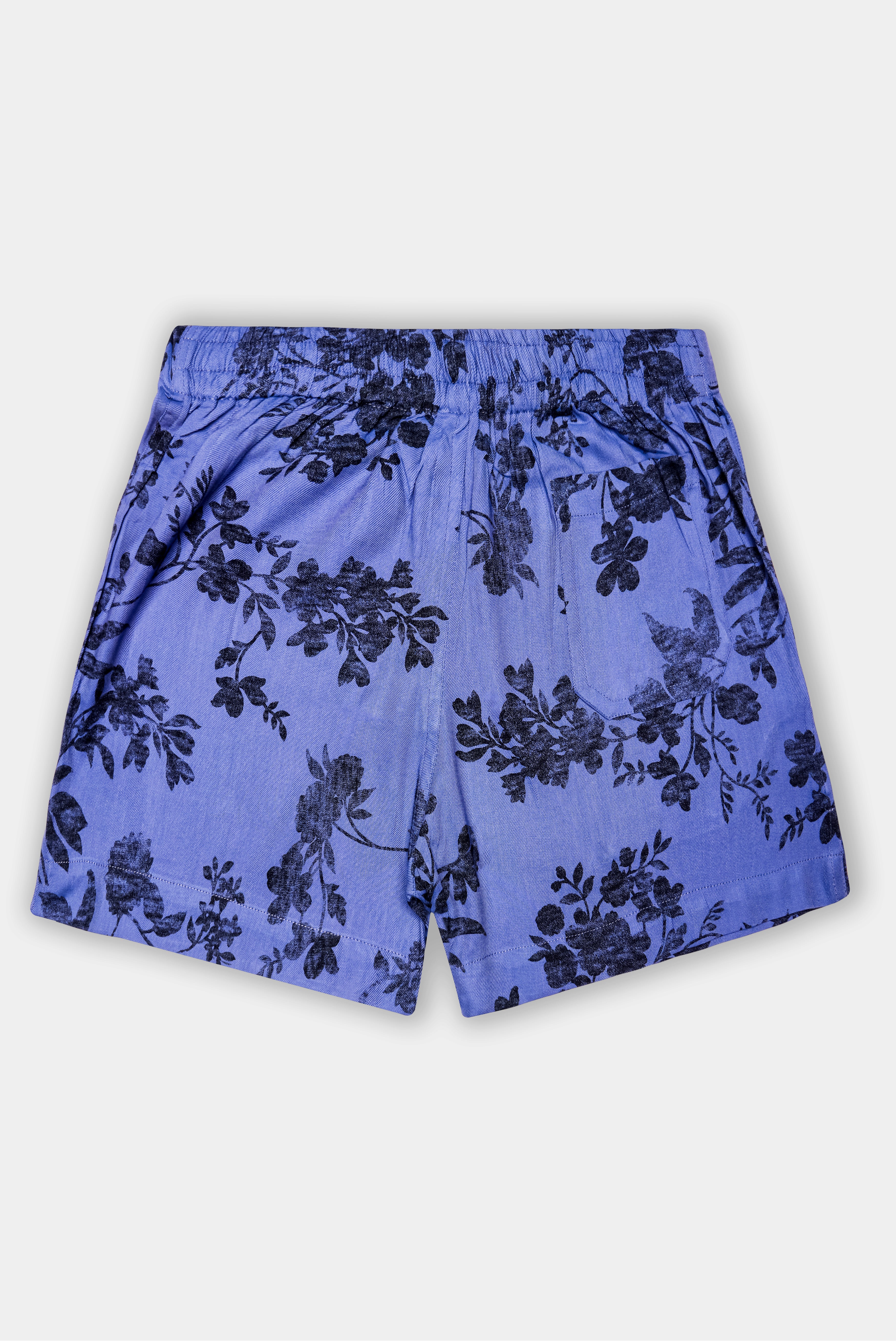 Scampi Blue with Black Flower Printed Twill Cotton Boxer