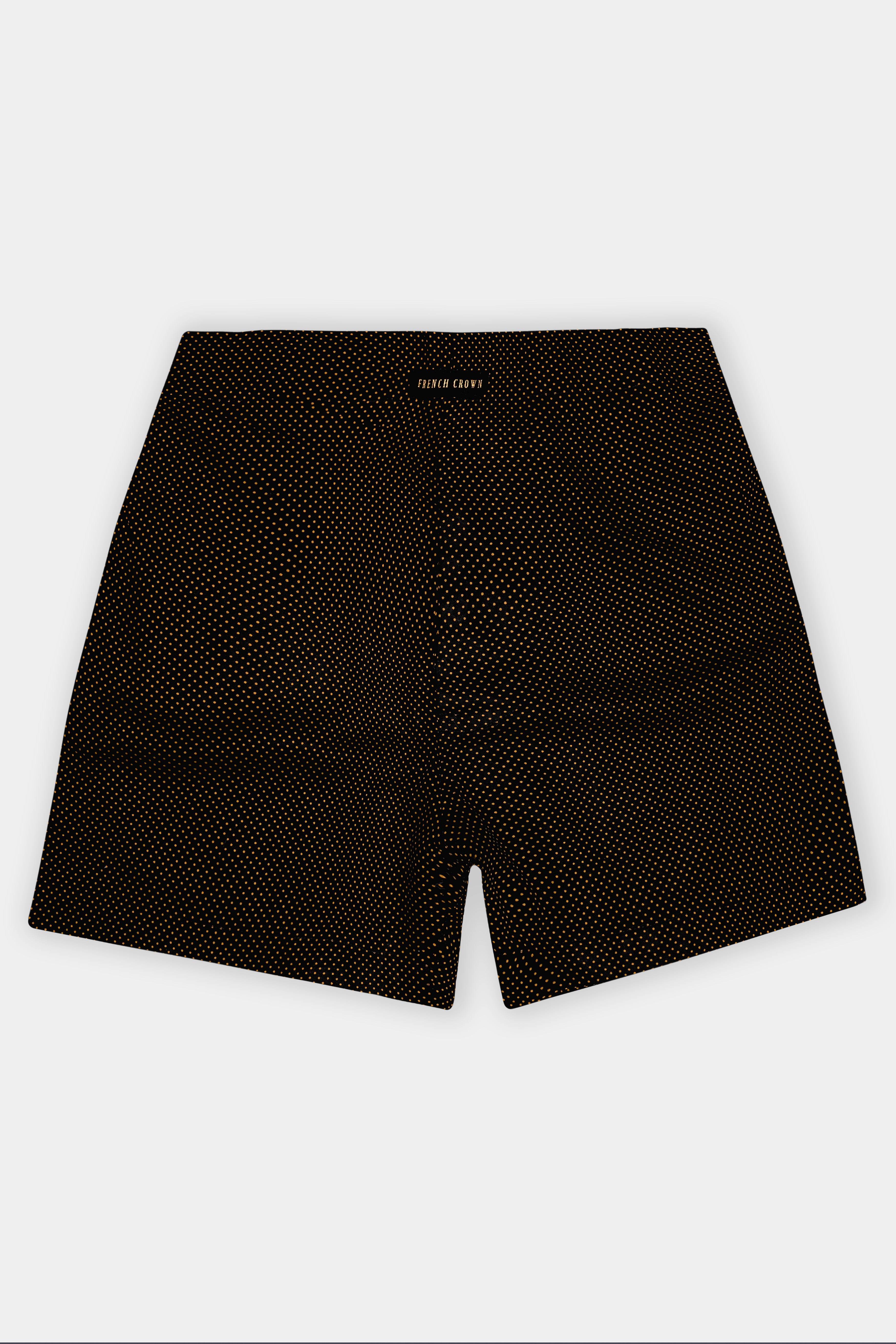 Jade Black with Brownish Orange Dots Textured Premium Cotton Boxer
