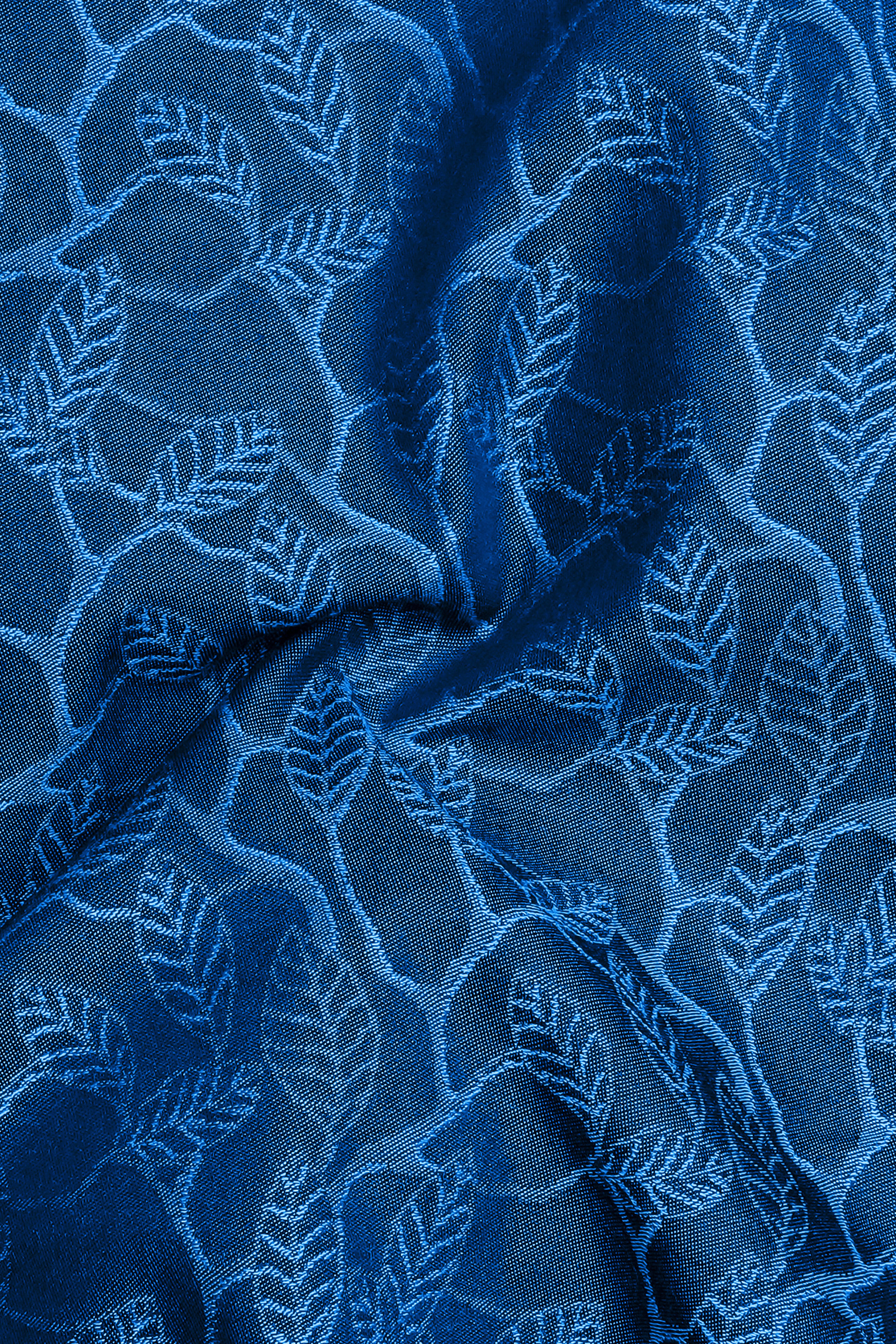Marine Blue Floral Printed Jacquard Premium Cotton Boxer