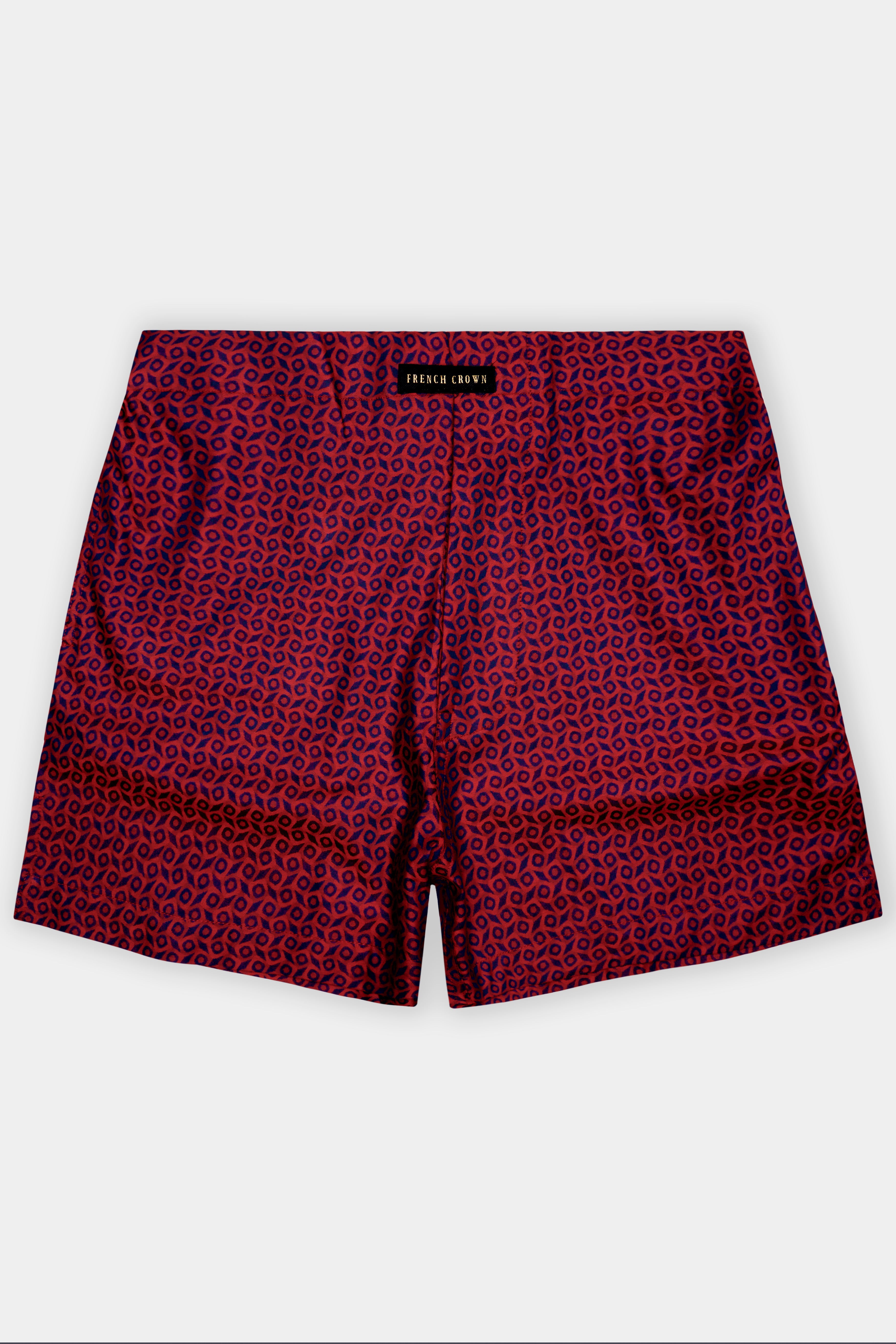 Merlot Red Printed Jacquard Premium Cotton Boxer