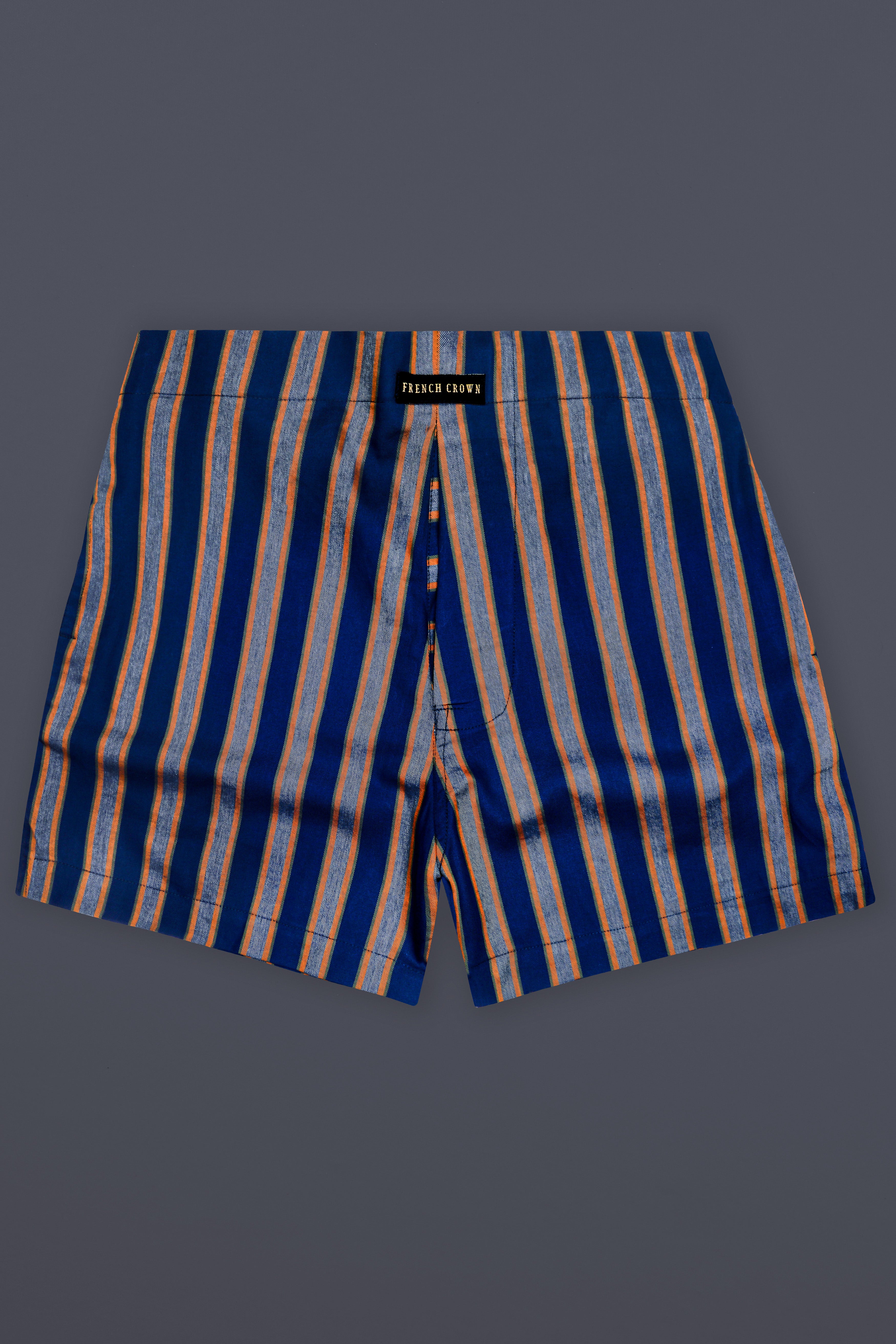 Gulf Blue And Carbon Gray Stripes Twill Premium Giza Cotton Boxer