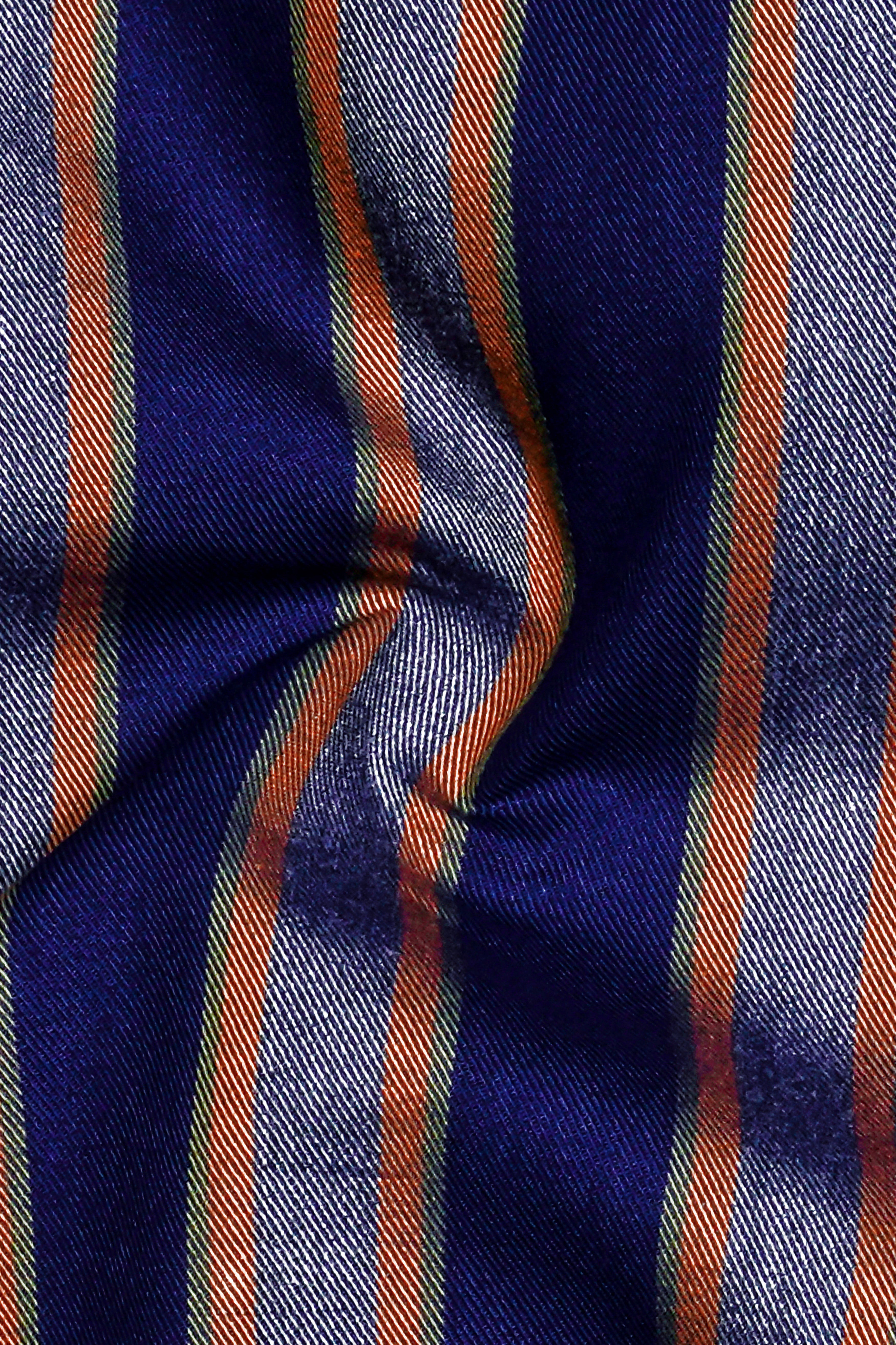 Gulf Blue And Carbon Gray Stripes Twill Premium Giza Cotton Boxer