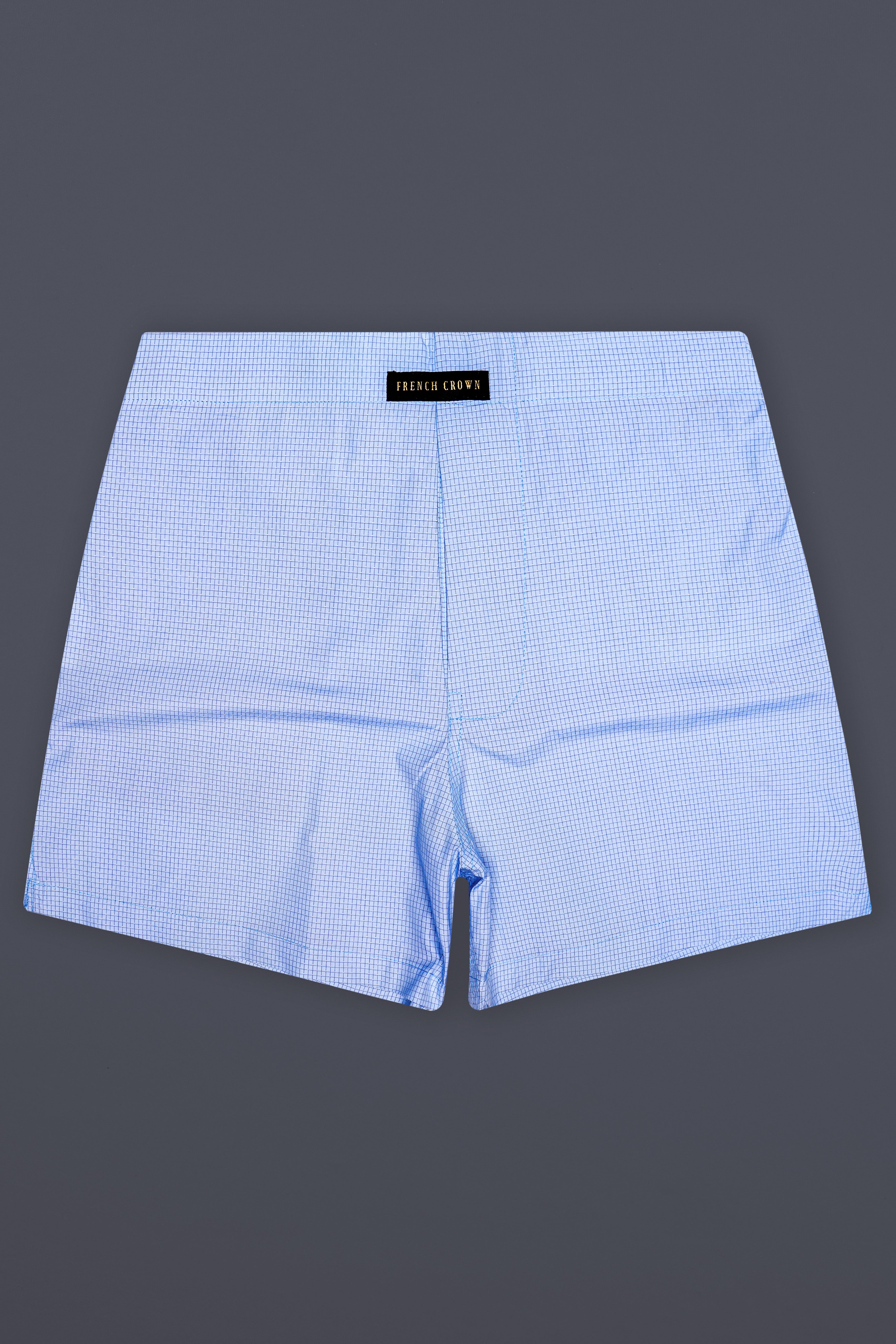 Ocean-Tropical Blue Plaid  Dobby Textured Premium Giza Cotton Boxer