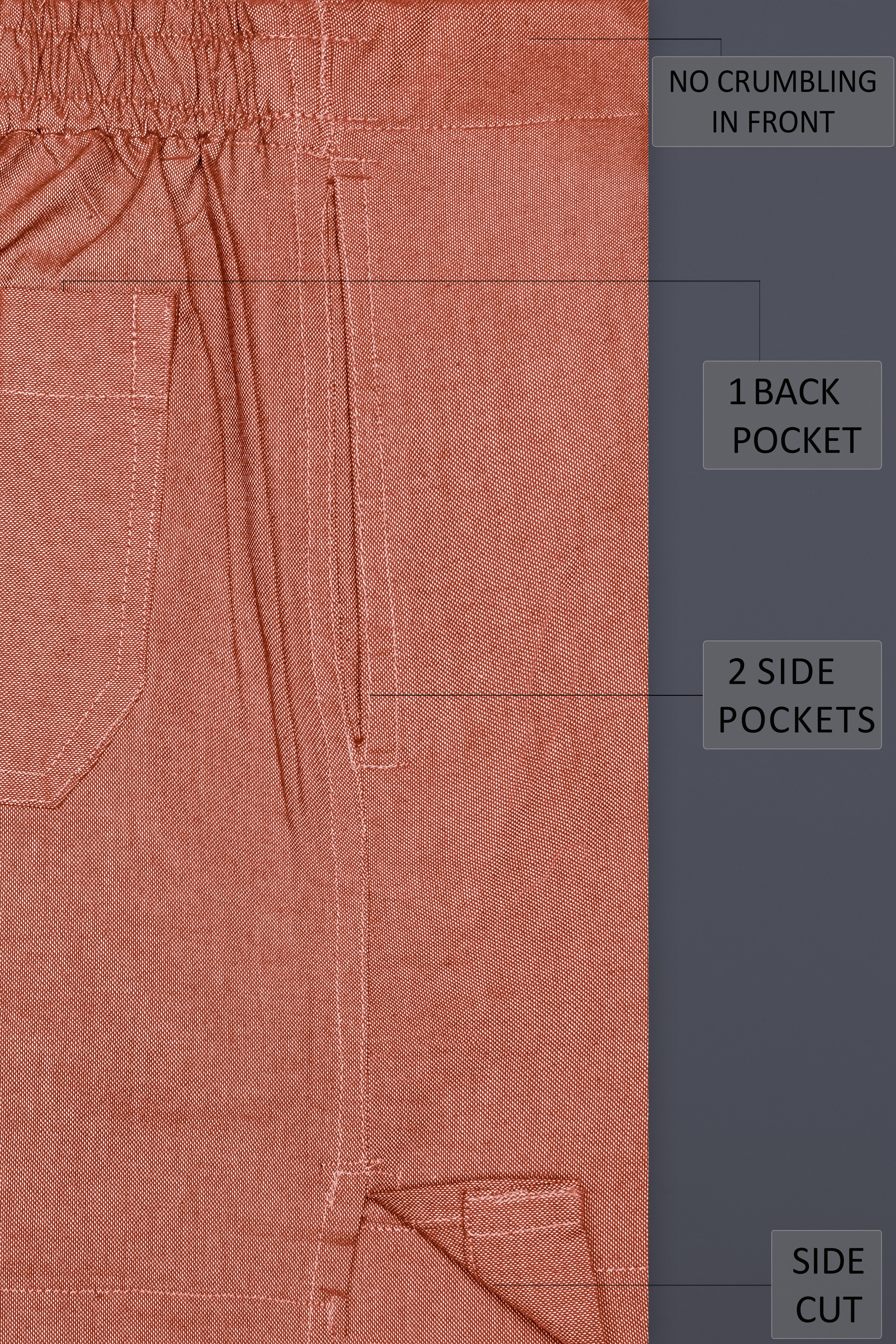 Rustline-Santa Fe Orange Solid Oxford Premium Cotton Boxer