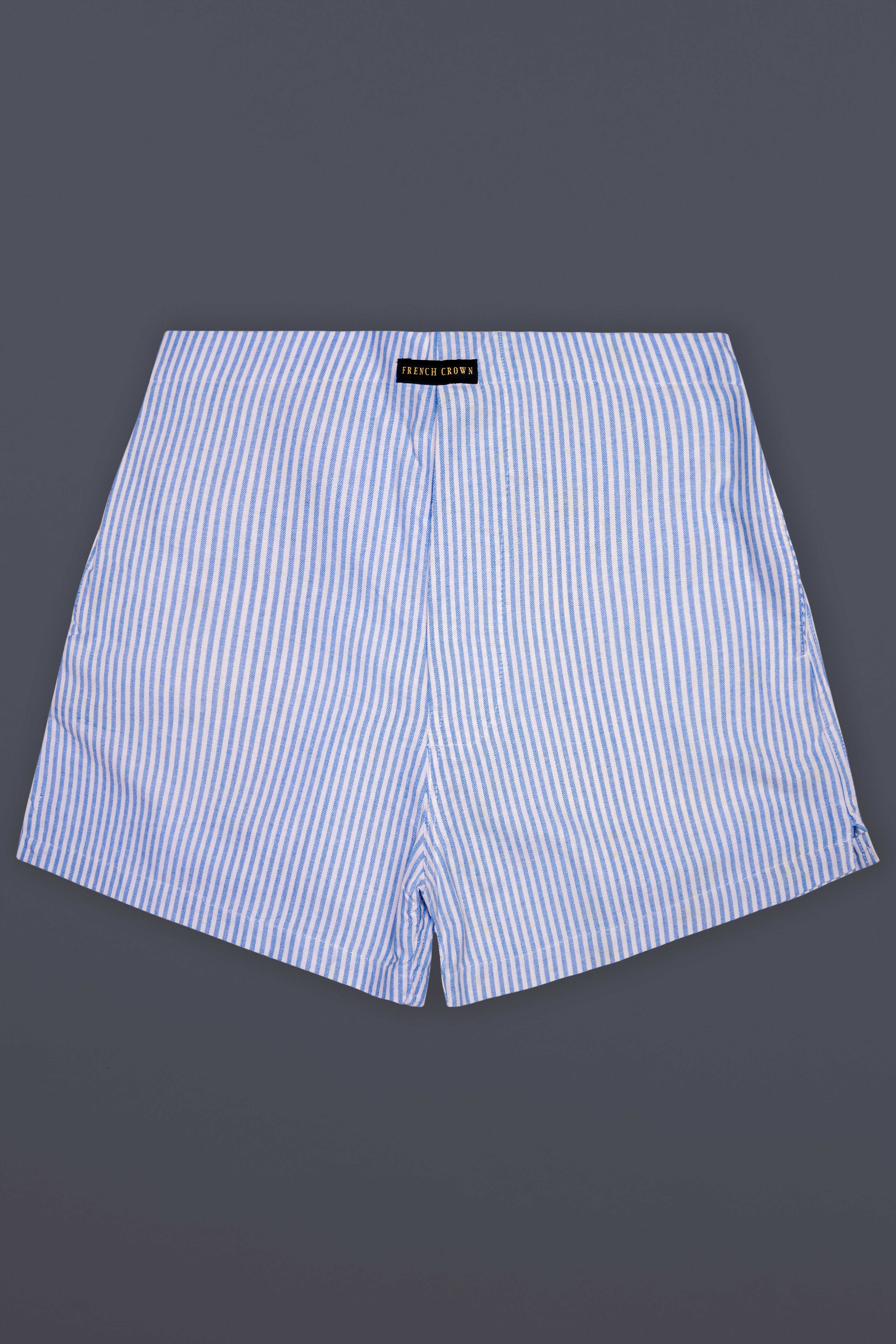 Nautical-Polo Blue And Bright White Striped Oxford Premium Cotton Boxer