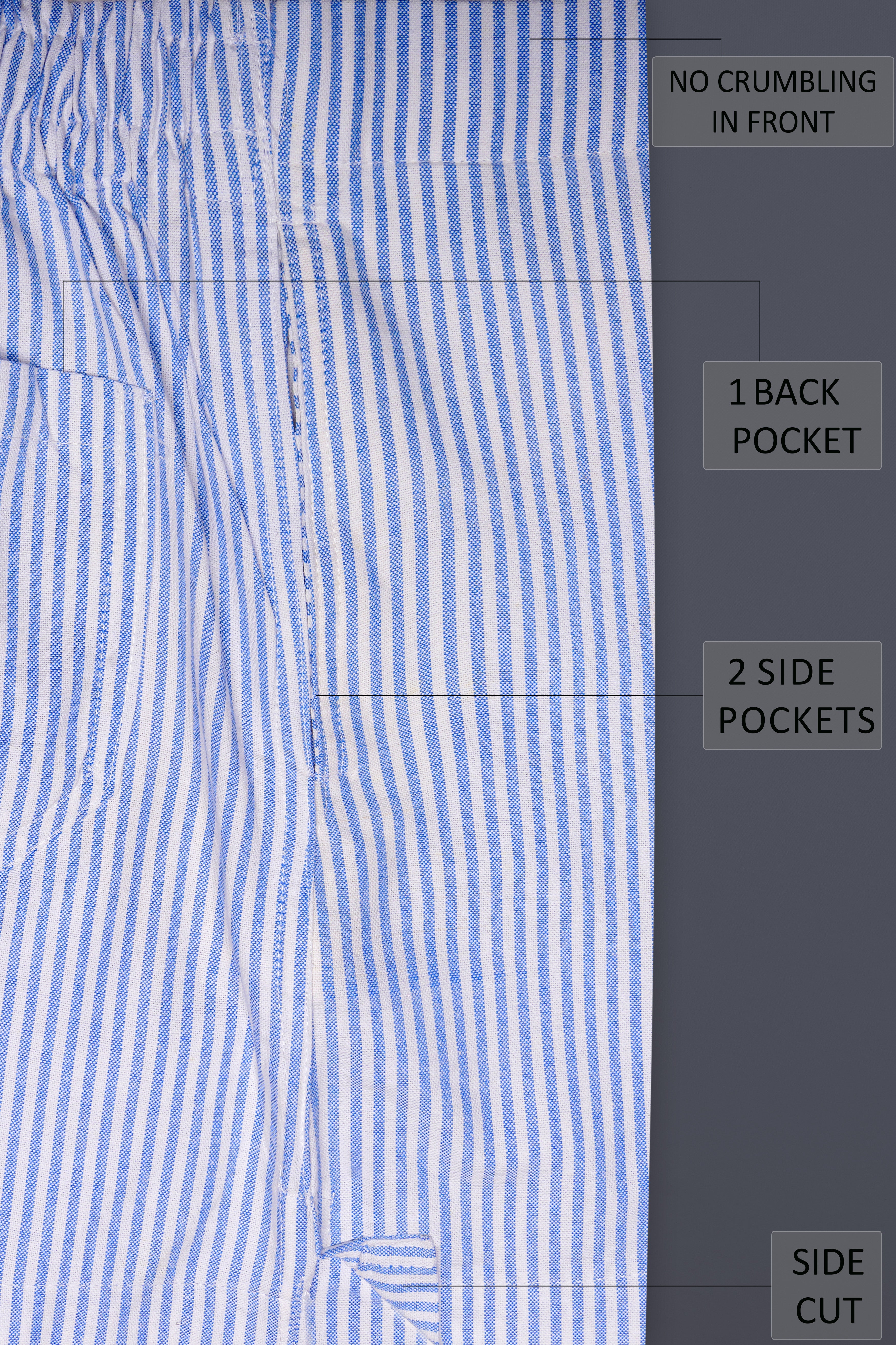 Nautical-Polo Blue And Bright White Striped Oxford Premium Cotton Boxer