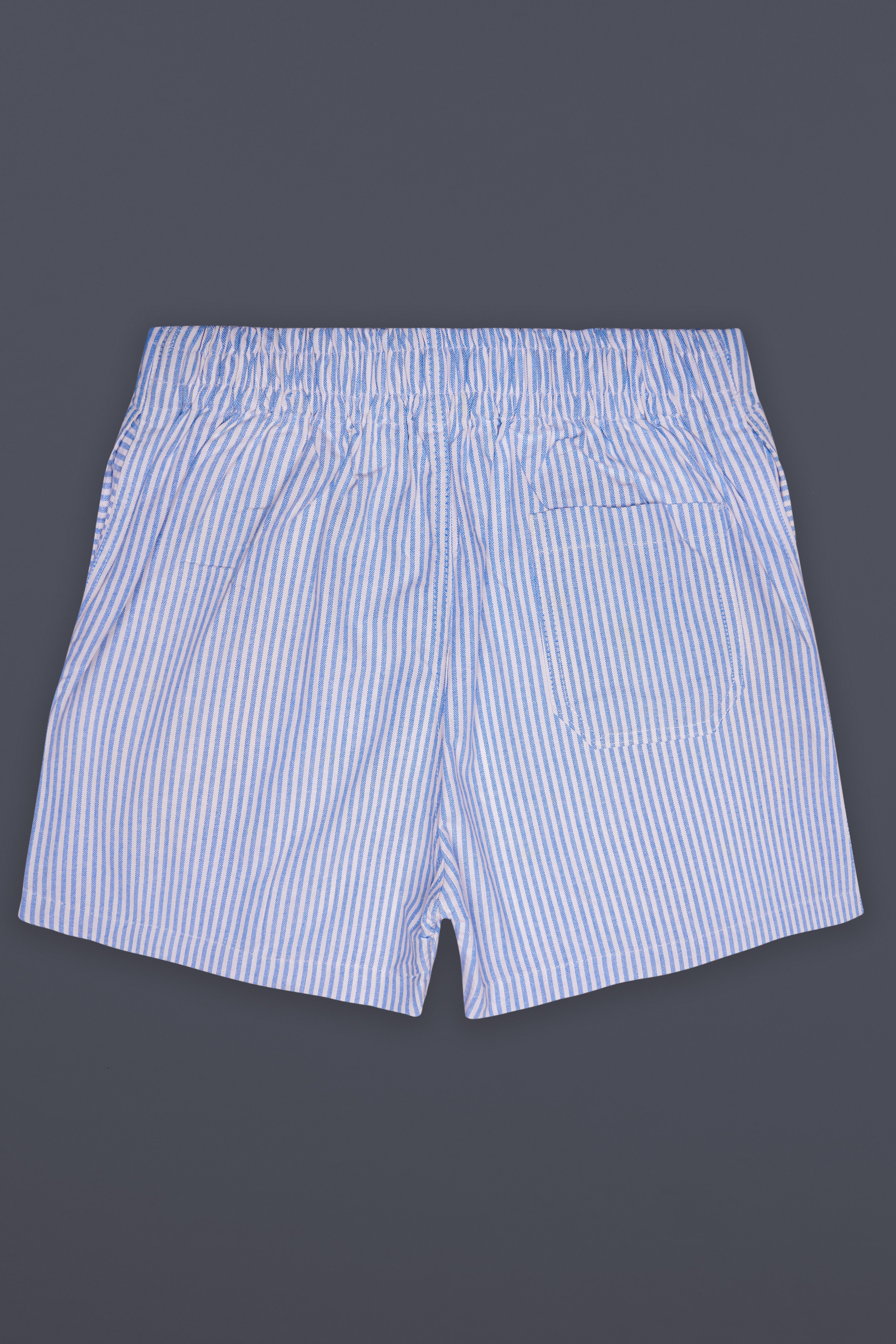 Nautical-Polo Blue And Bright White Striped Oxford Premium Cotton Boxer
