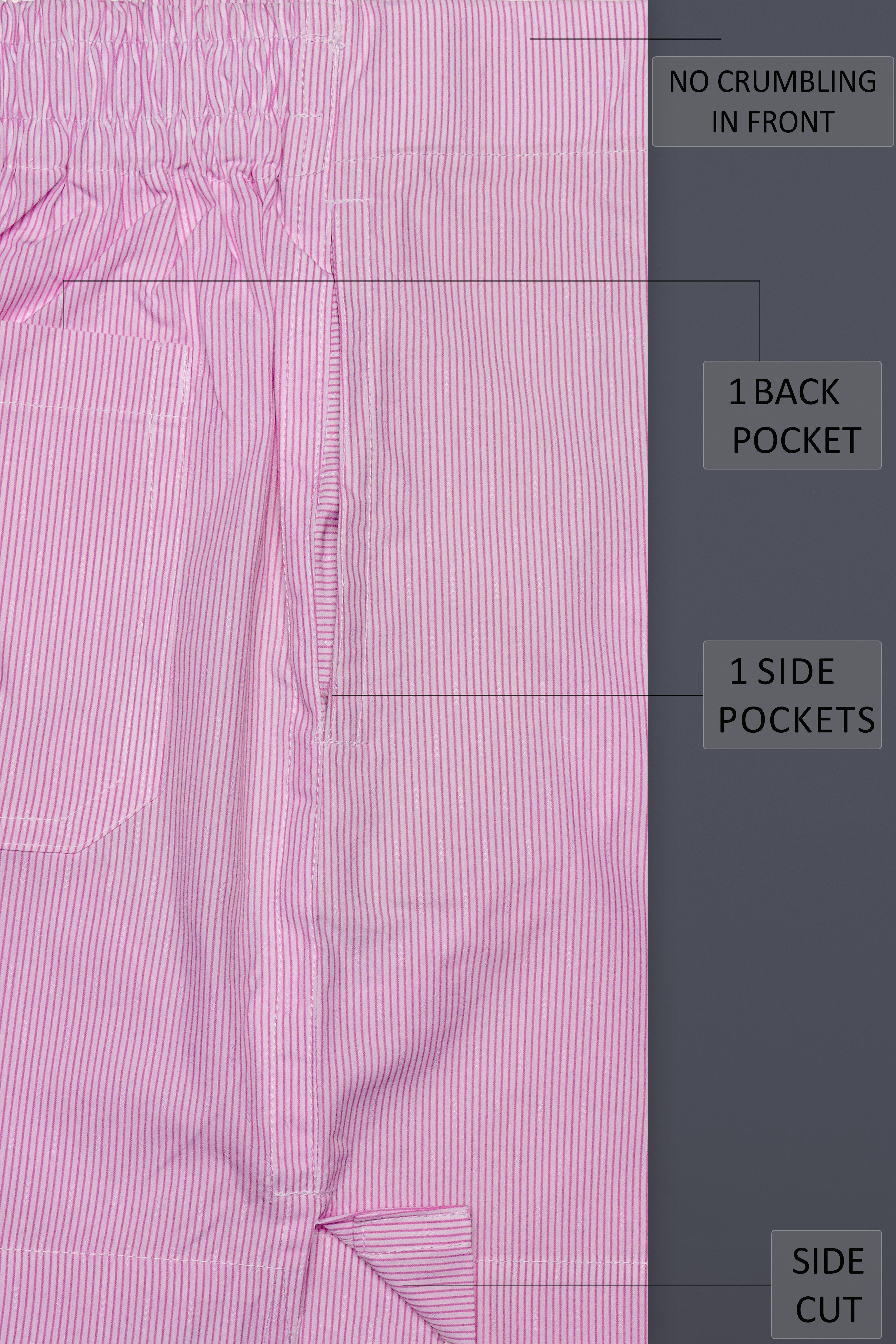 Flamingo-Melanie Pink Striped Poplin Premium Cotton Boxer