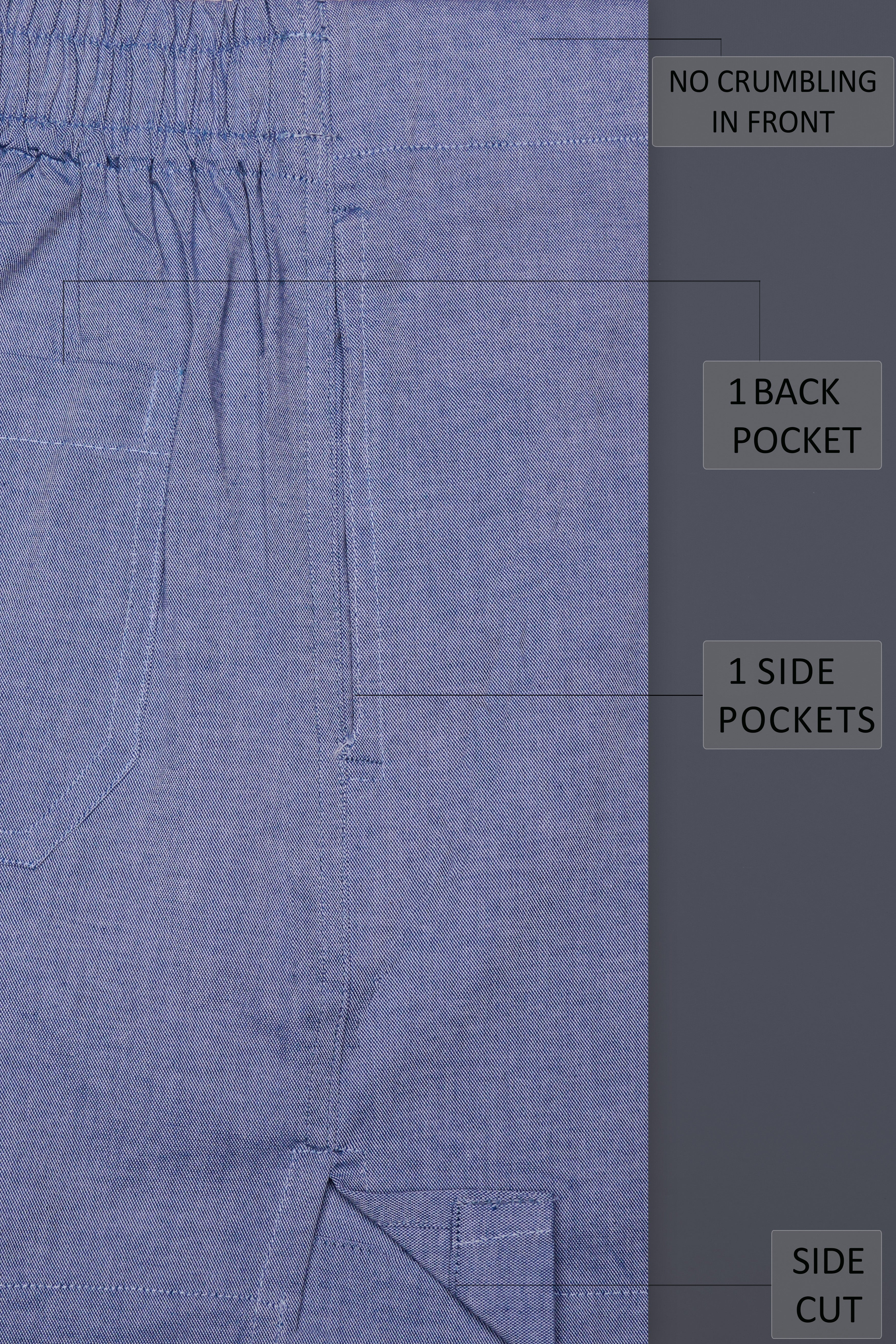 Storm-Faded Blue Solid Oxford Premium Cotton Boxer