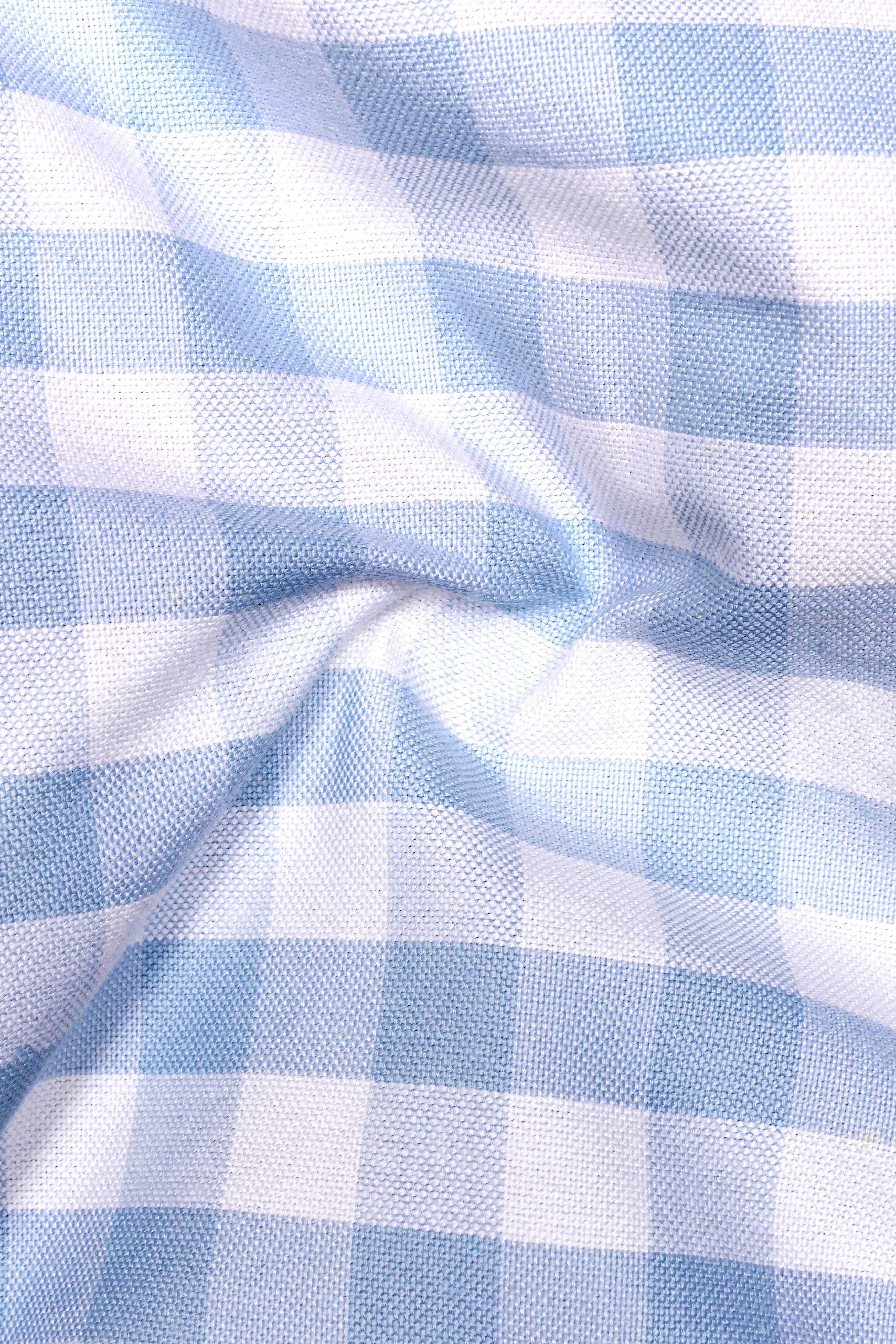 Azure Grid-Spindle Blue And Bright White Plaid Oxford Premium Cotton Boxer