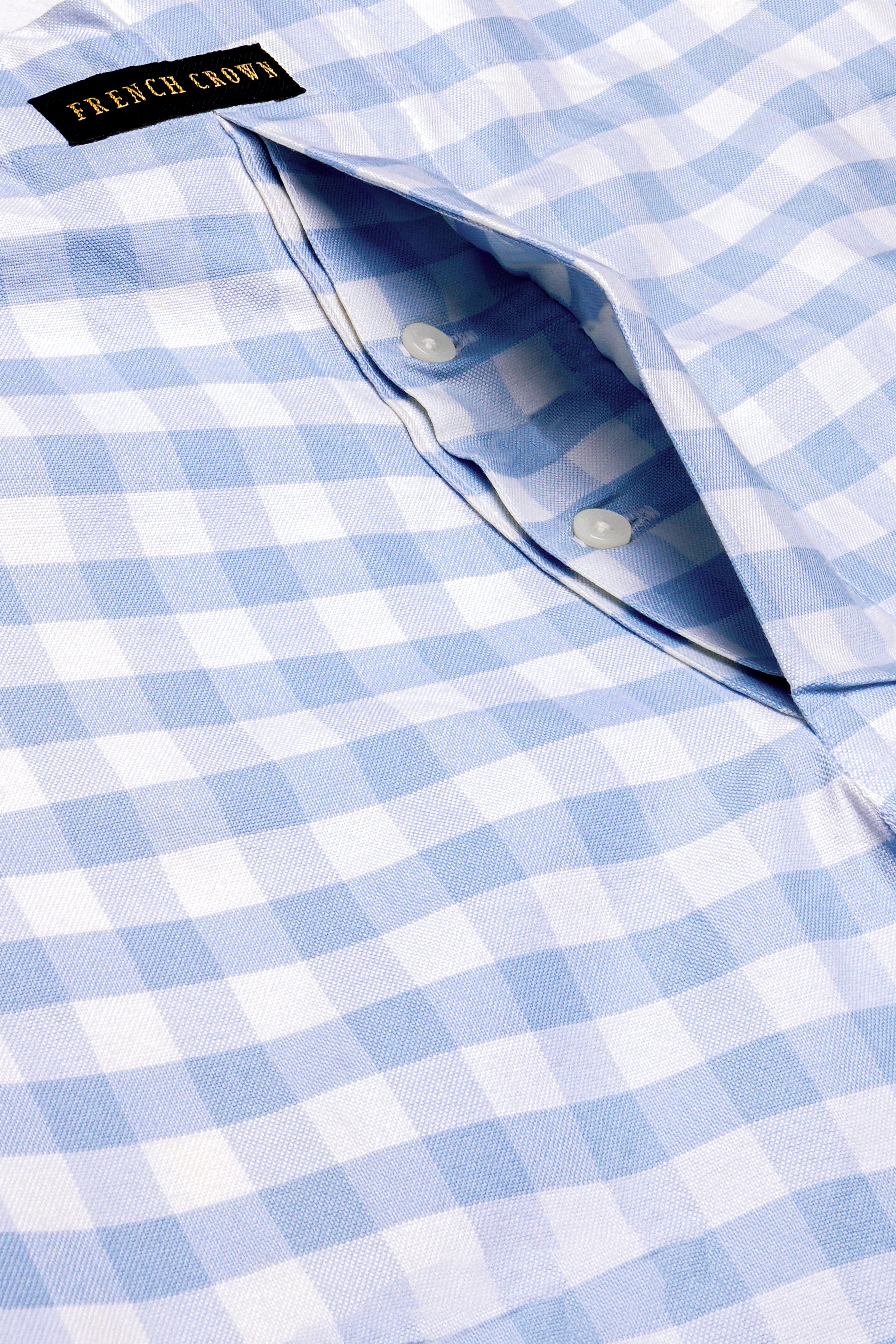 Azure Grid-Spindle Blue And Bright White Plaid Oxford Premium Cotton Boxer