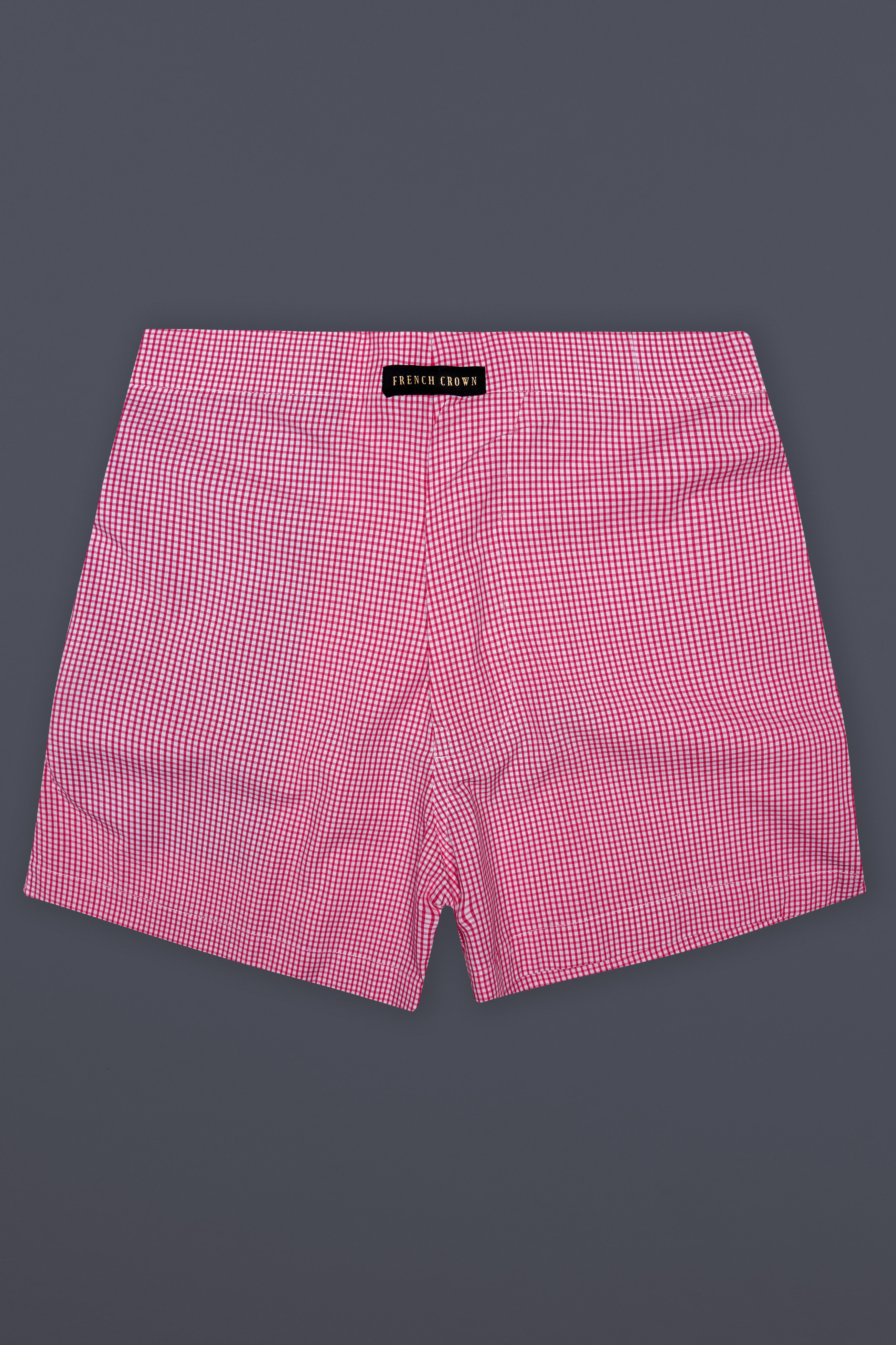 Rosy Grid-Thulian Pink Plaid Poplin Premium Cotton Boxer