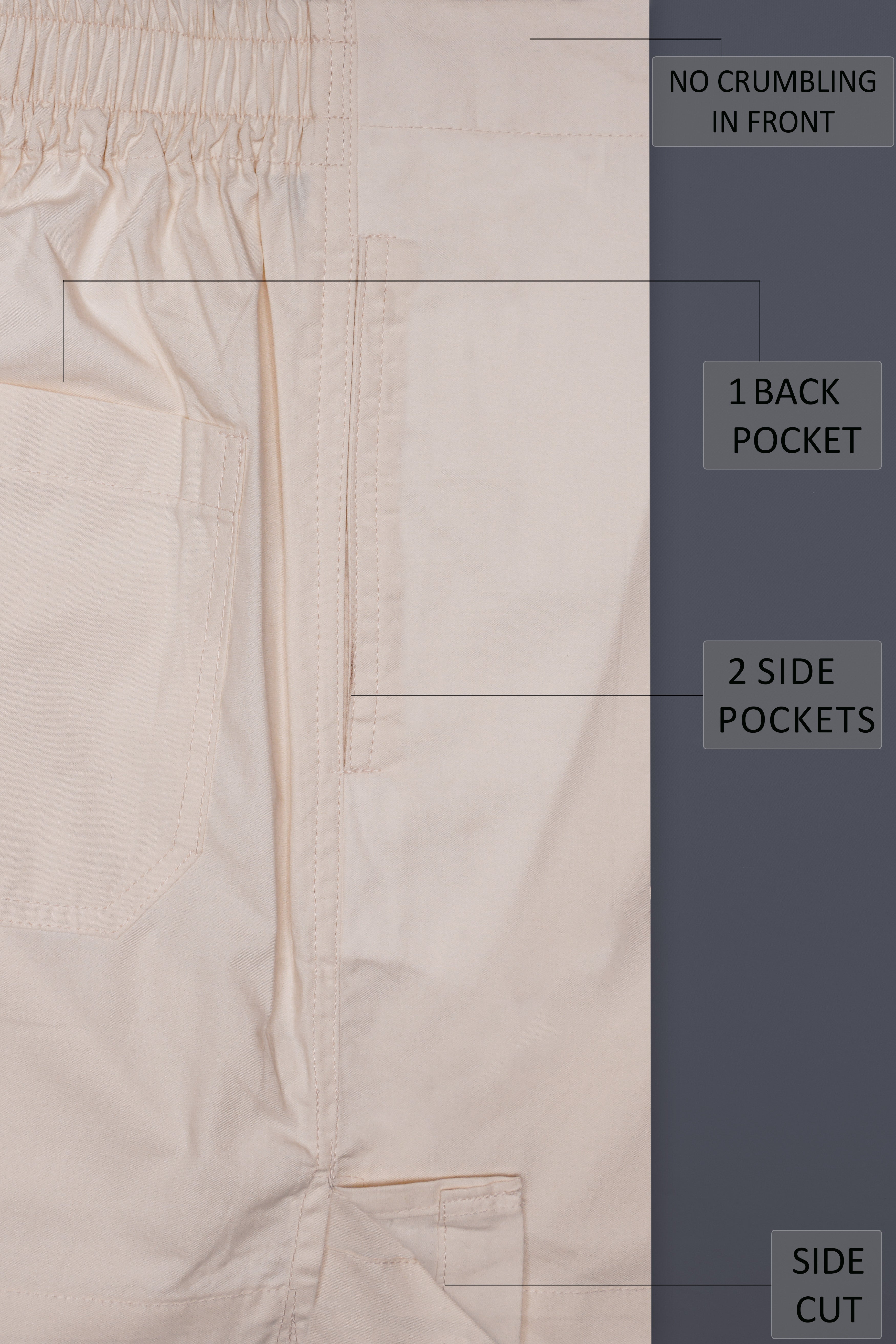 Pebble-Sisal Cream Solid Poplin Premium Cotton Boxer